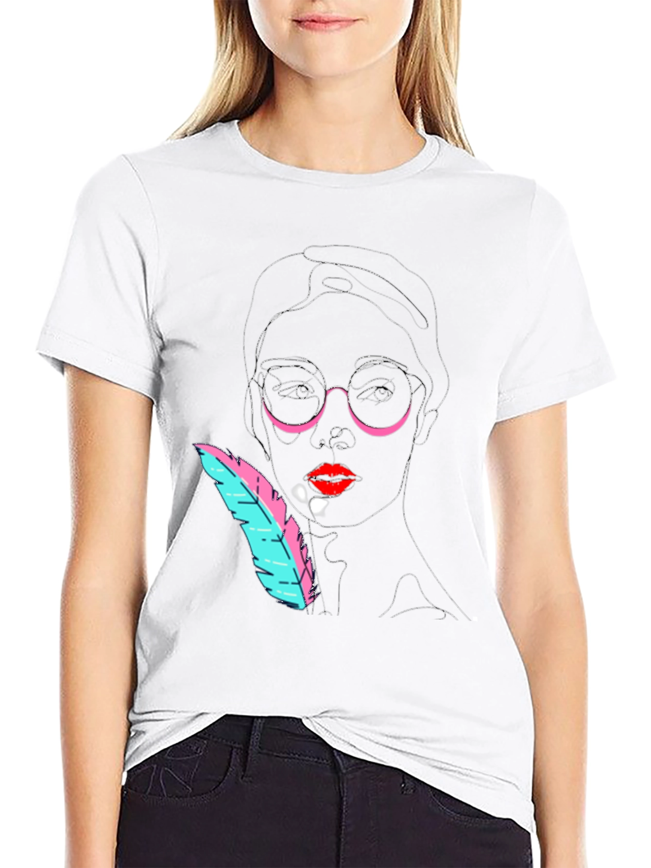 Abstract Face Black T-Shirt - Modern Art Tee