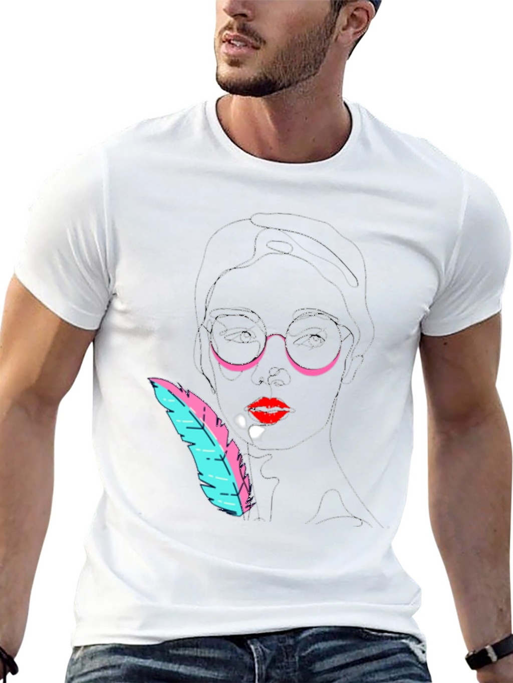 Abstract Face Black T-Shirt - Modern Art Tee