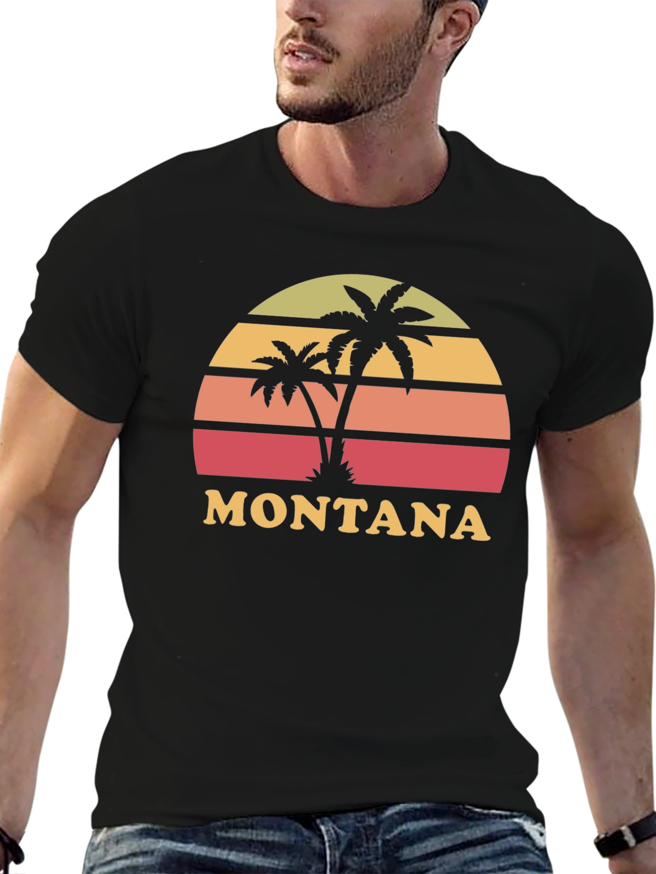 Montana Palm Sunset Graphic Tee - Black