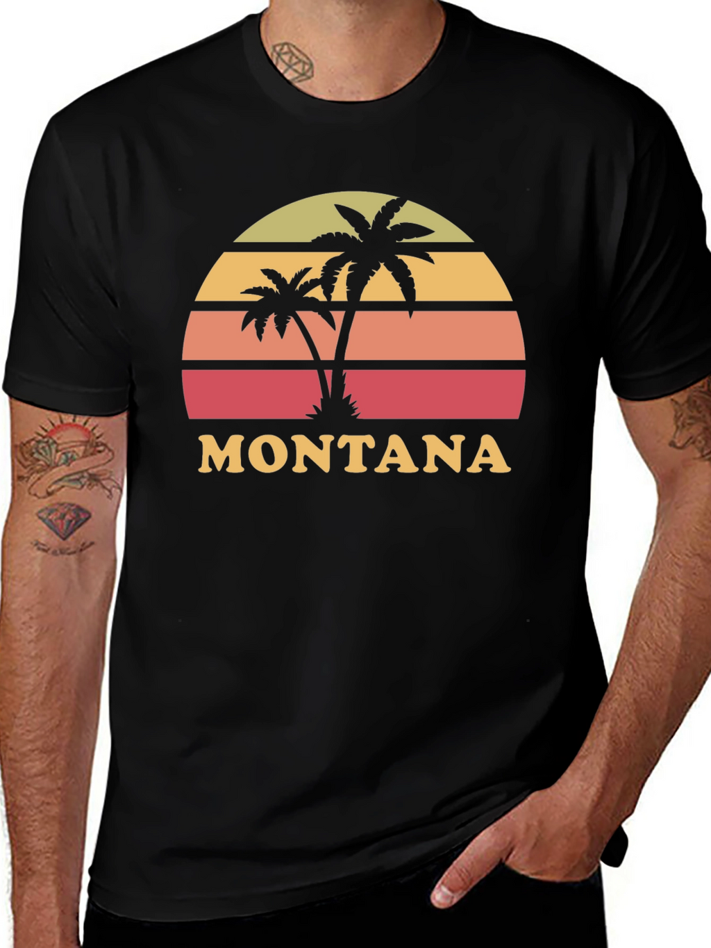 Montana Palm Sunset Graphic Tee - Black