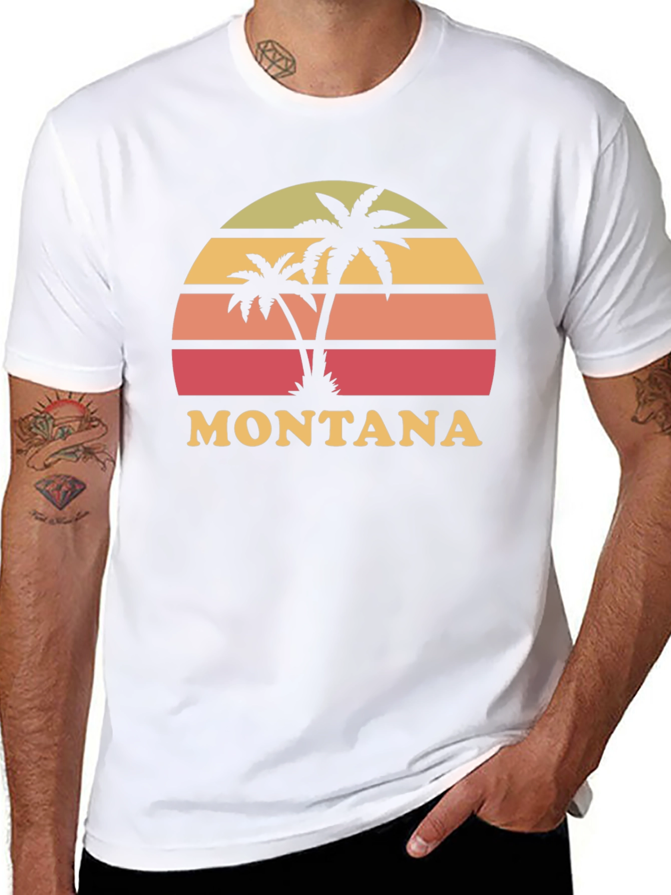 Montana Palm Sunset Graphic Tee - Black