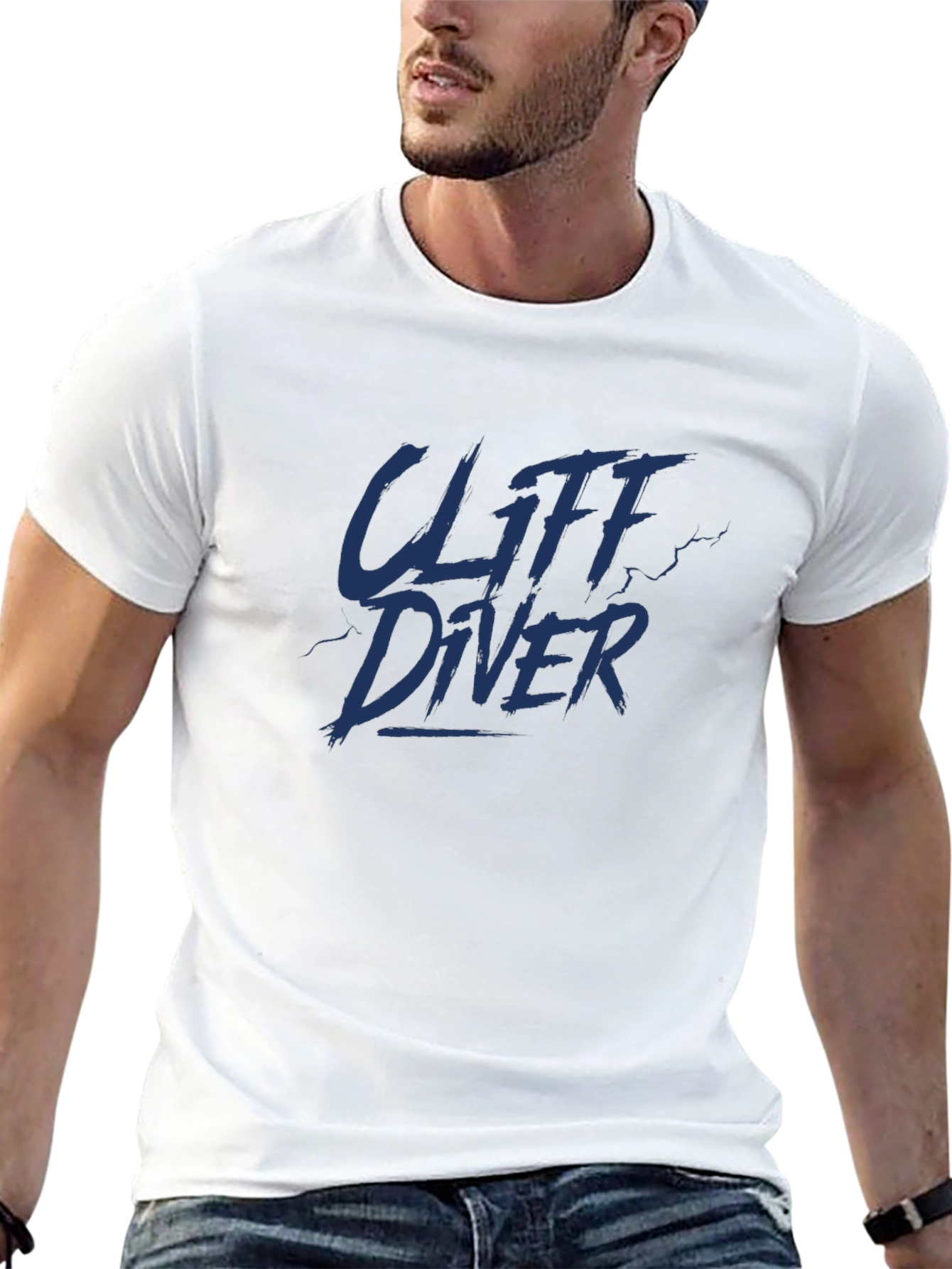 Cliff Diver Graphic Tee - Dark Blue Print