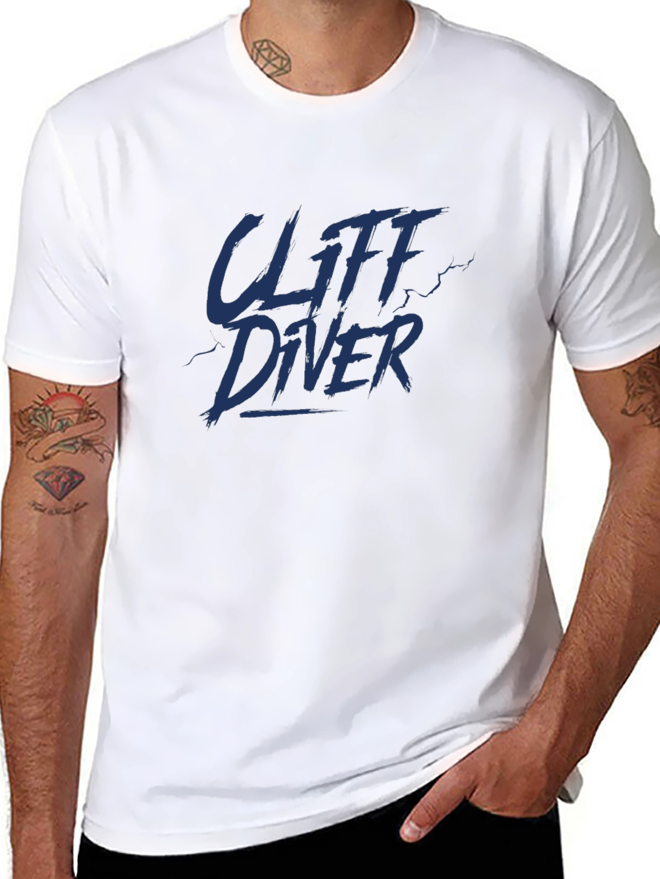 Cliff Diver Graphic Tee - Dark Blue Print