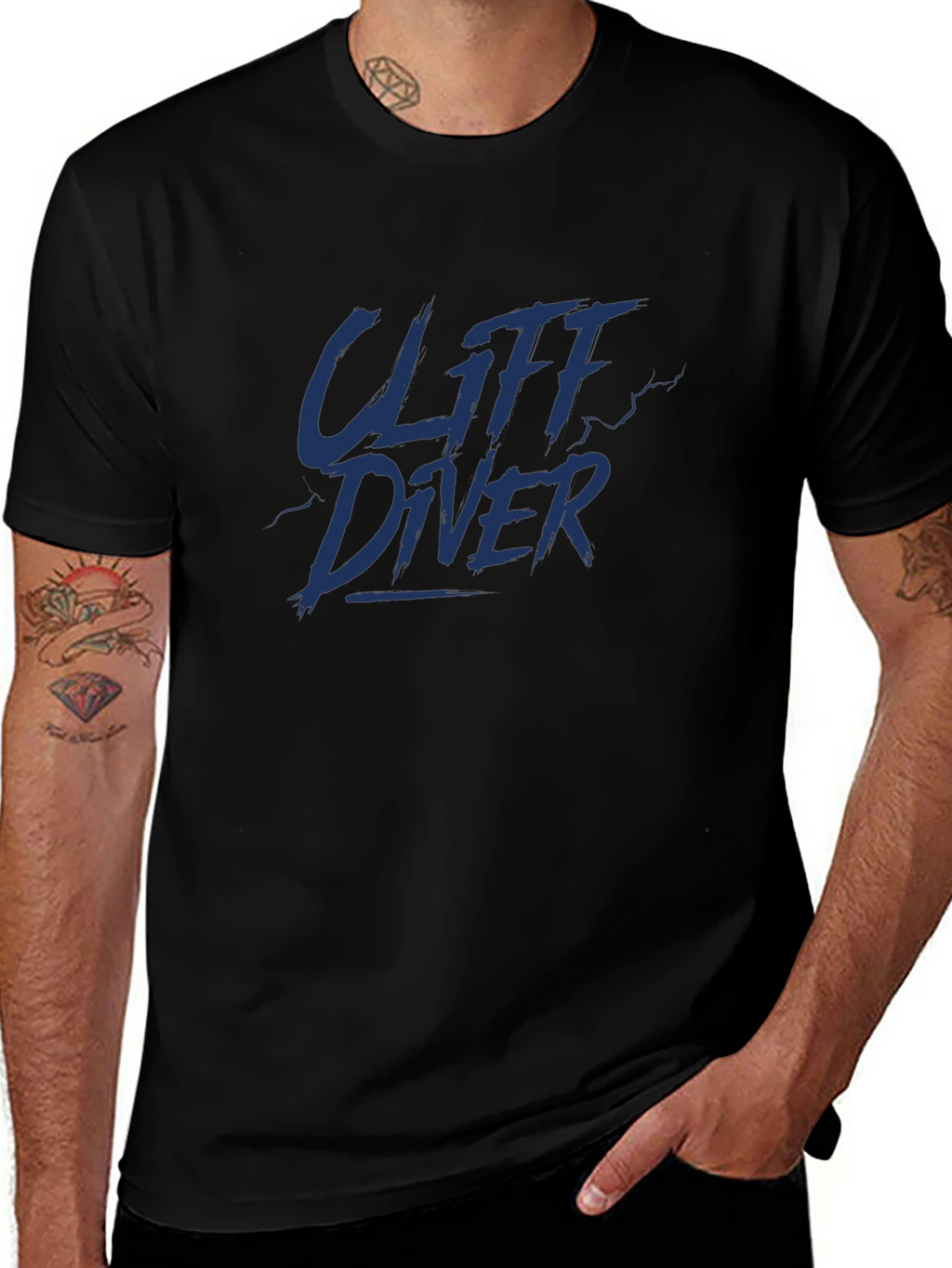 Cliff Diver Graphic Tee - Dark Blue Print