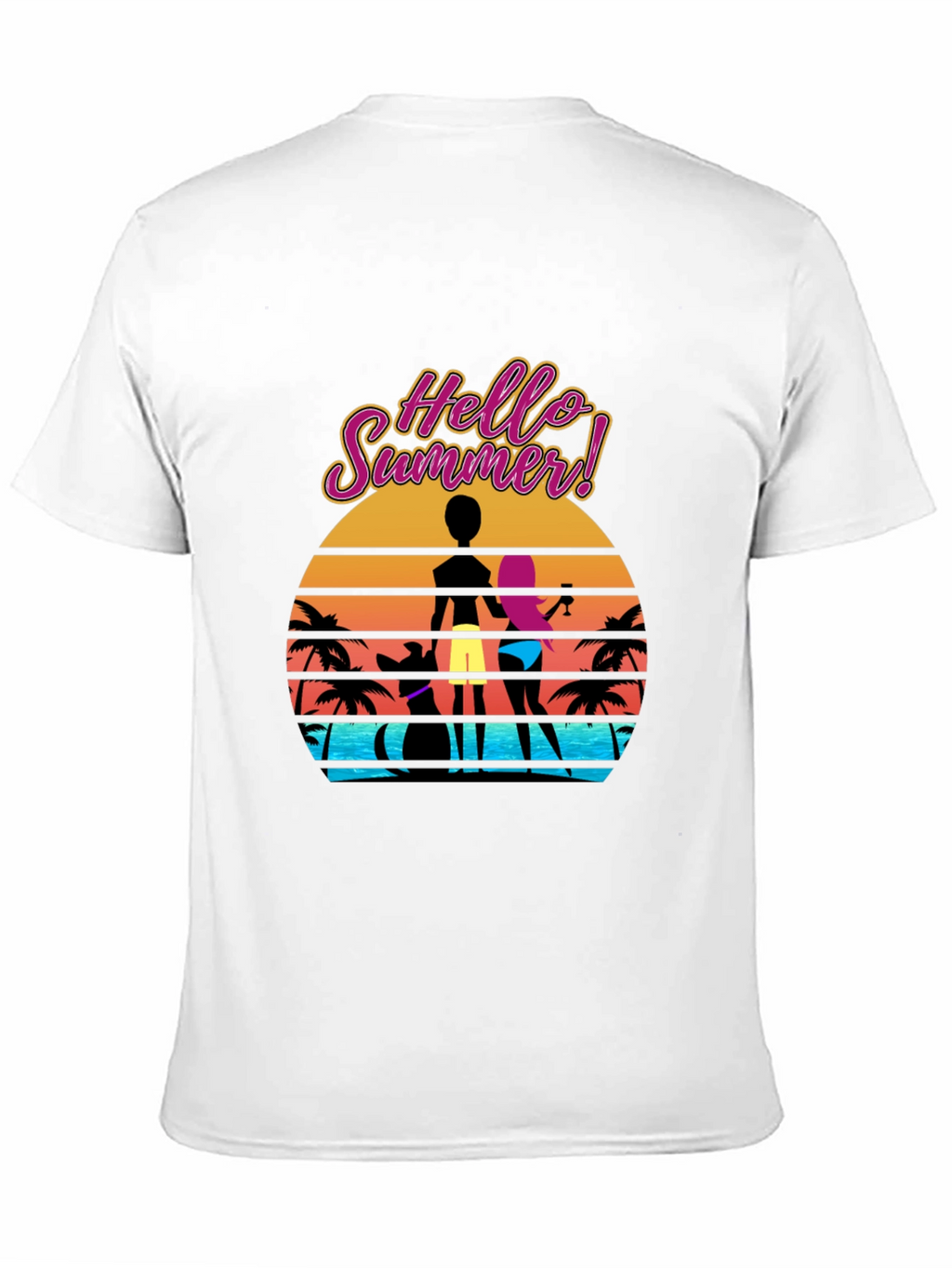 Hello Summer T-Shirt Beach Sunset Graphic Tee