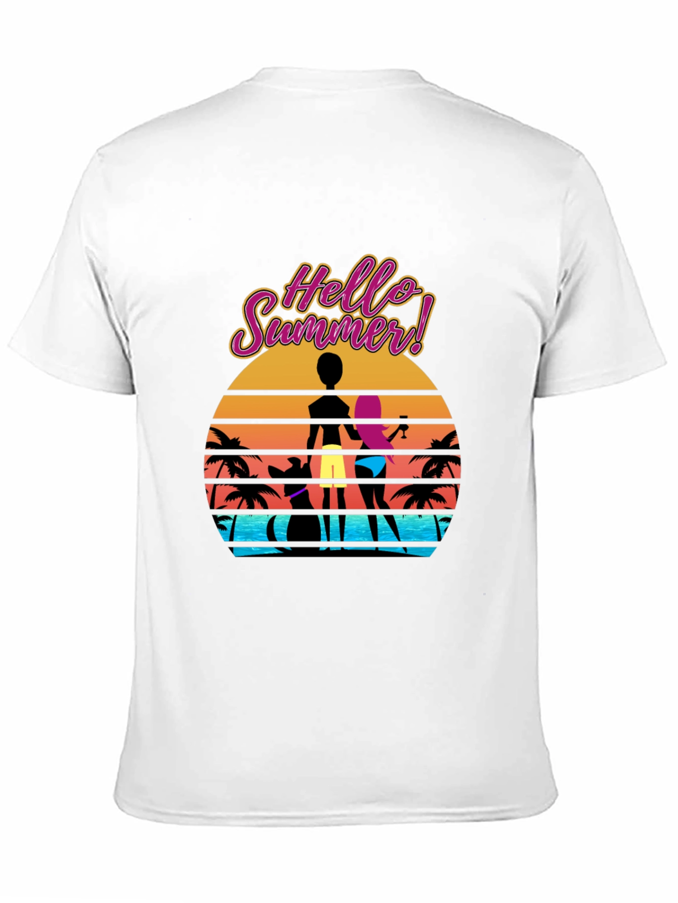 Hello Summer T-Shirt Beach Sunset Graphic Tee