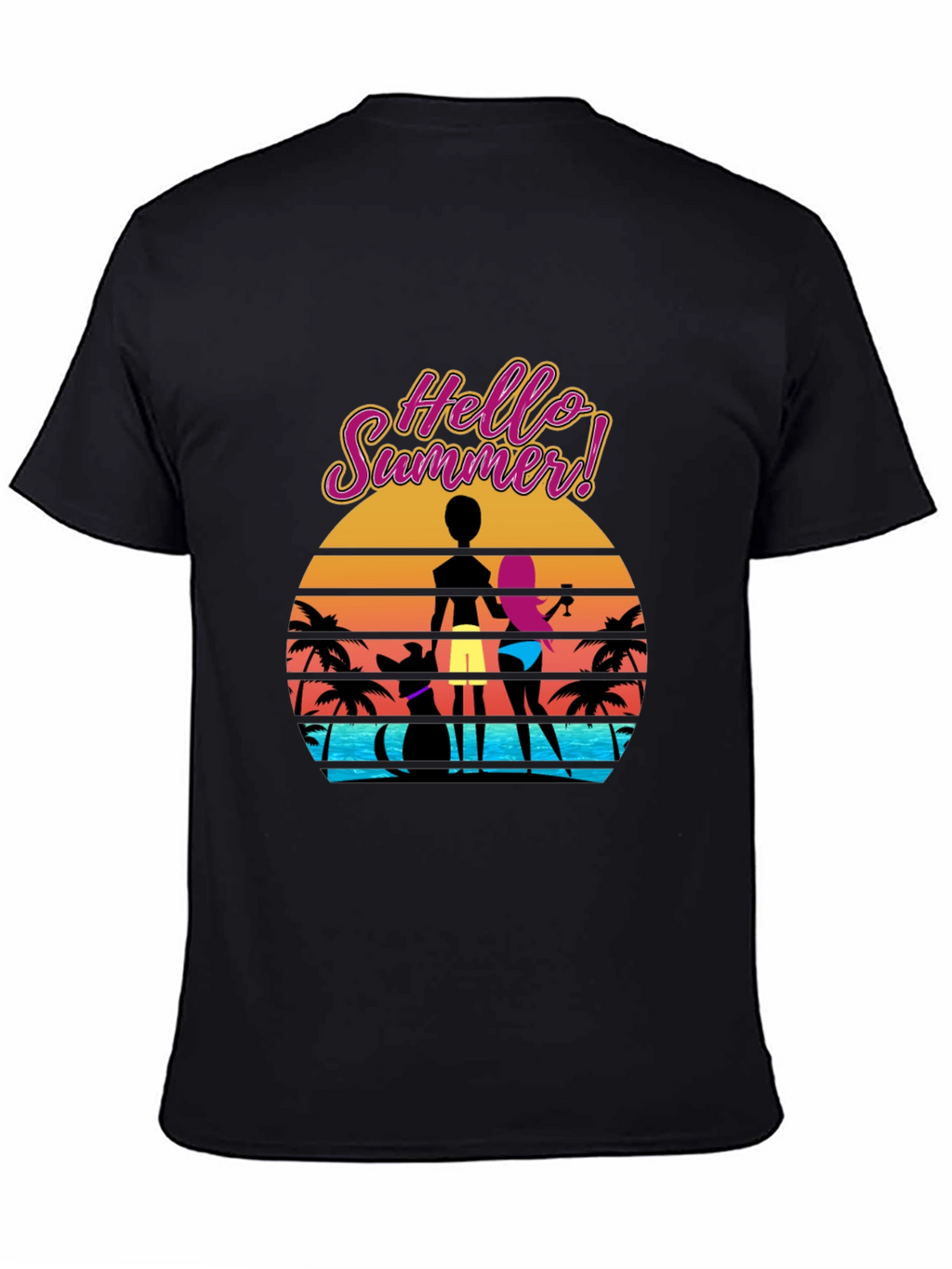 Hello Summer T-Shirt Beach Sunset Graphic Tee