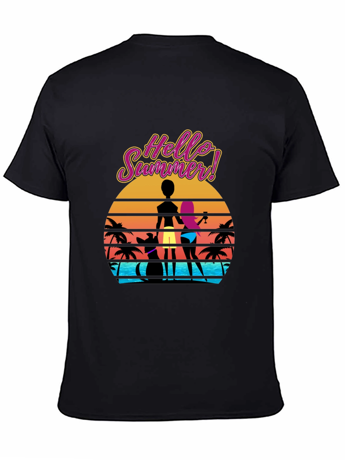 Hello Summer T-Shirt Beach Sunset Graphic Tee