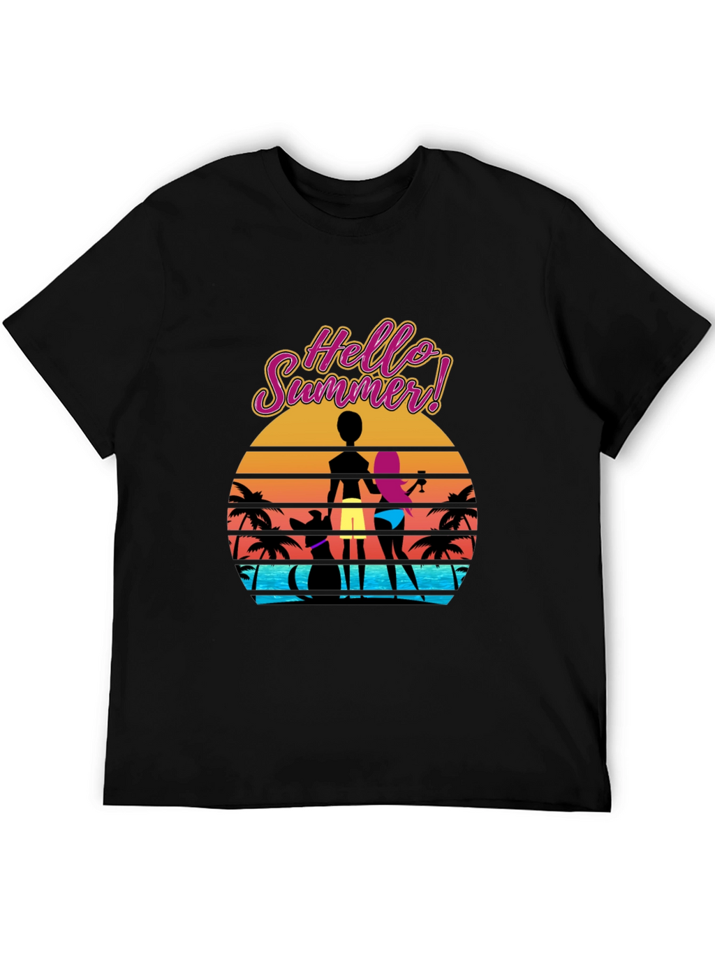 Hello Summer T-Shirt Beach Sunset Graphic Tee