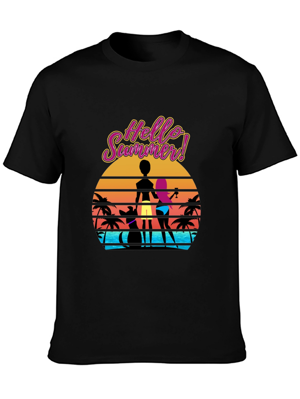 Hello Summer T-Shirt Beach Sunset Graphic Tee