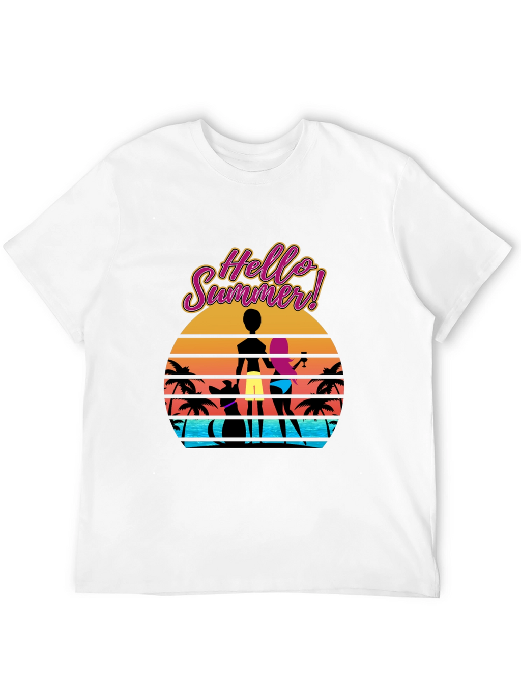 Hello Summer T-Shirt Beach Sunset Graphic Tee
