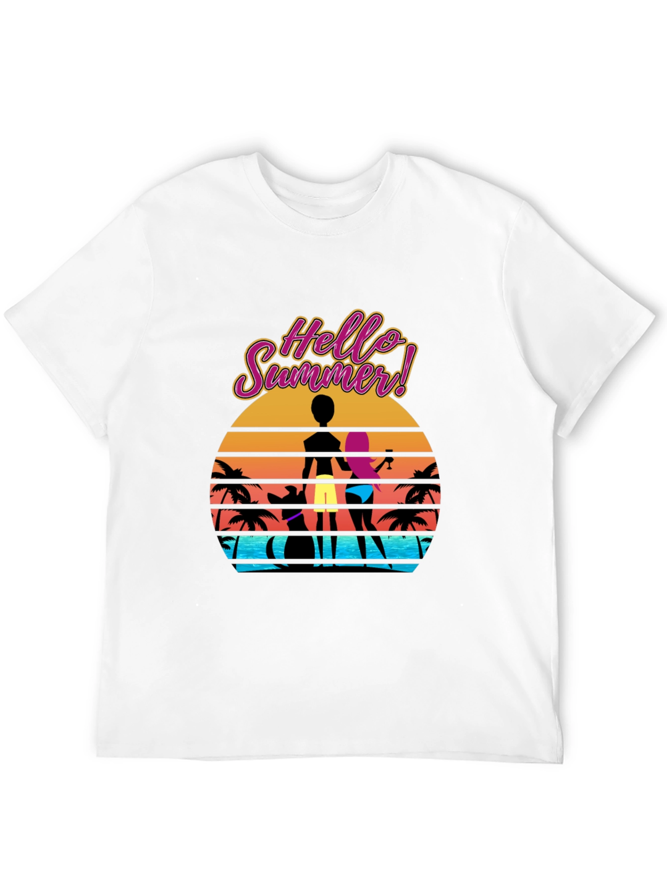 Hello Summer T-Shirt Beach Sunset Graphic Tee