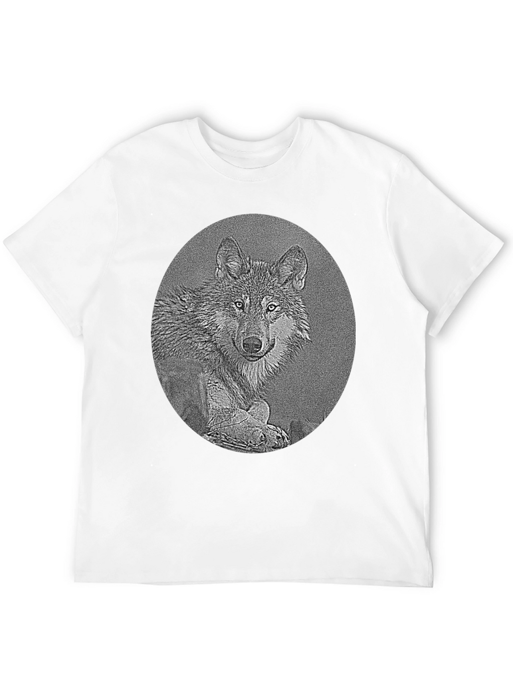 Wolf Portrait Graphic Print Black T-Shirt