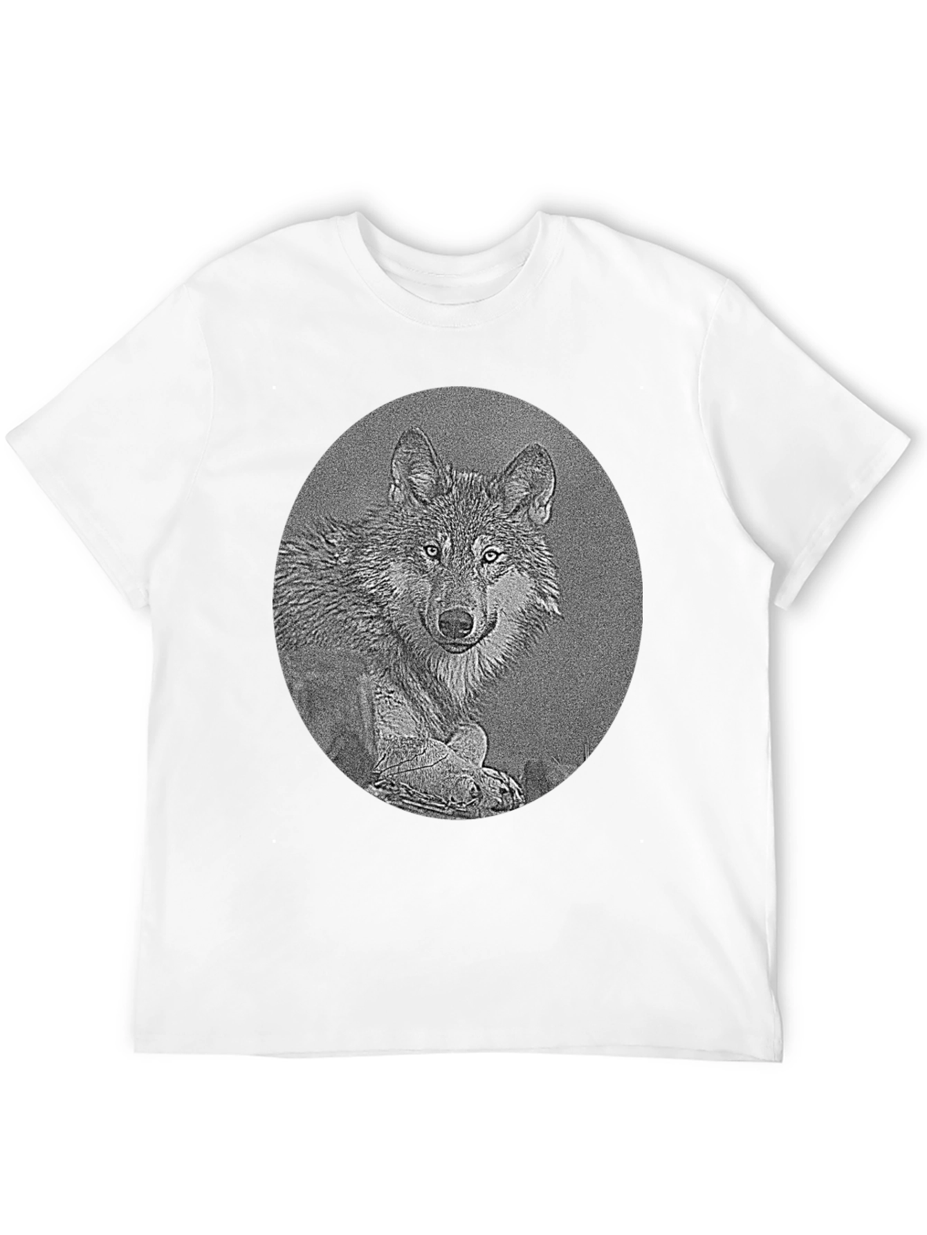 Wolf Portrait Graphic Print Black T-Shirt