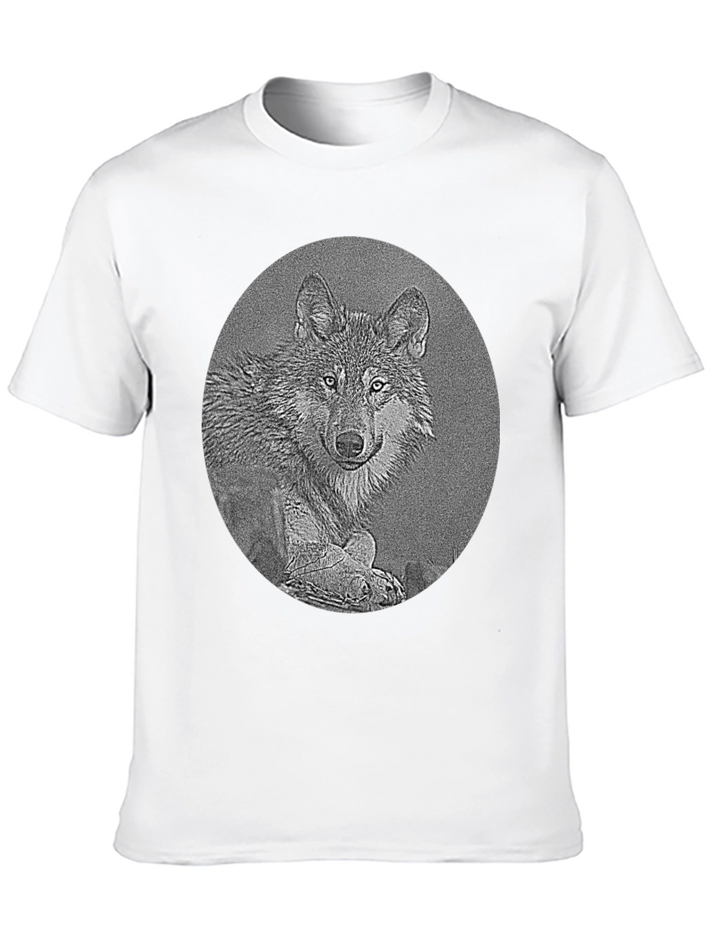Wolf Portrait Graphic Print Black T-Shirt