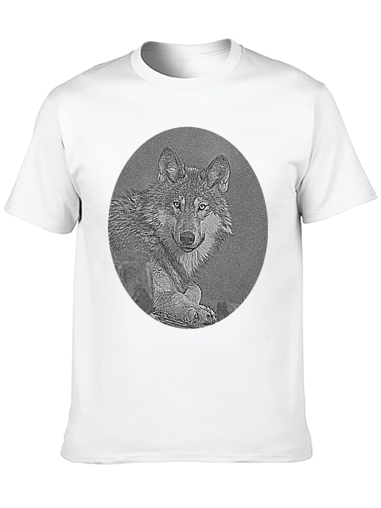 Wolf Portrait Graphic Print Black T-Shirt
