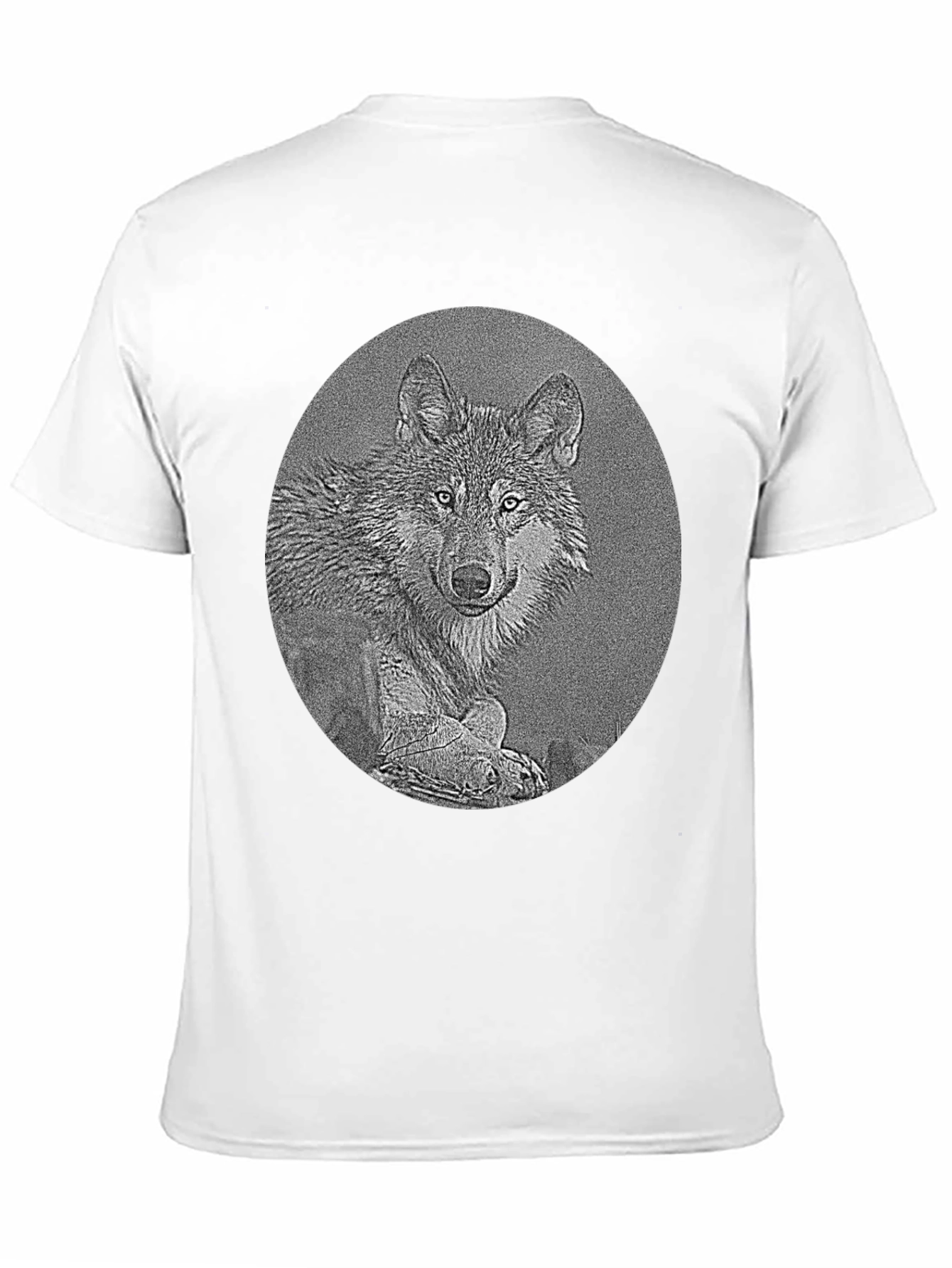Wolf Portrait Graphic Print Black T-Shirt