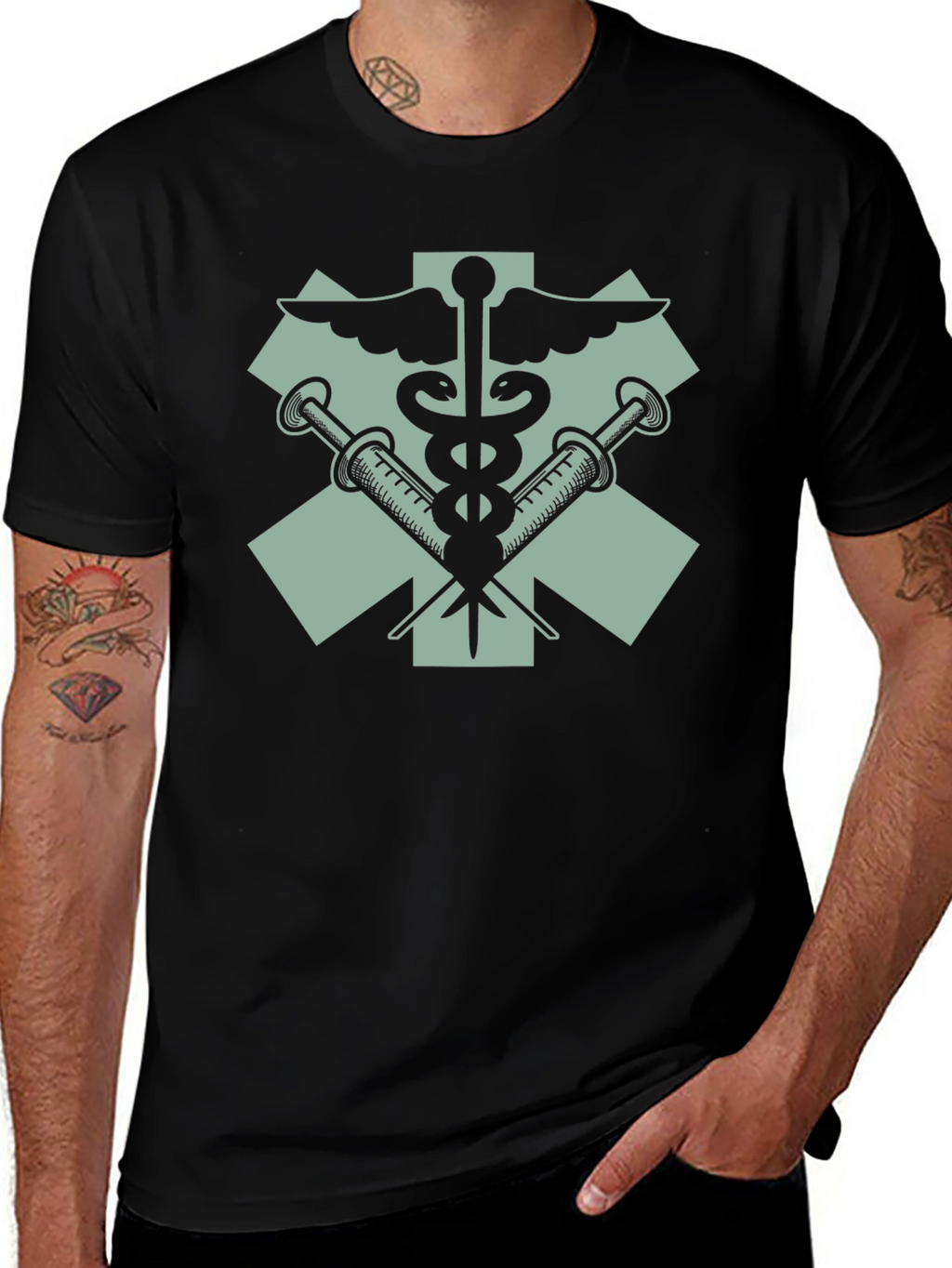 Medical Emblem Graphic T-Shirt - Black