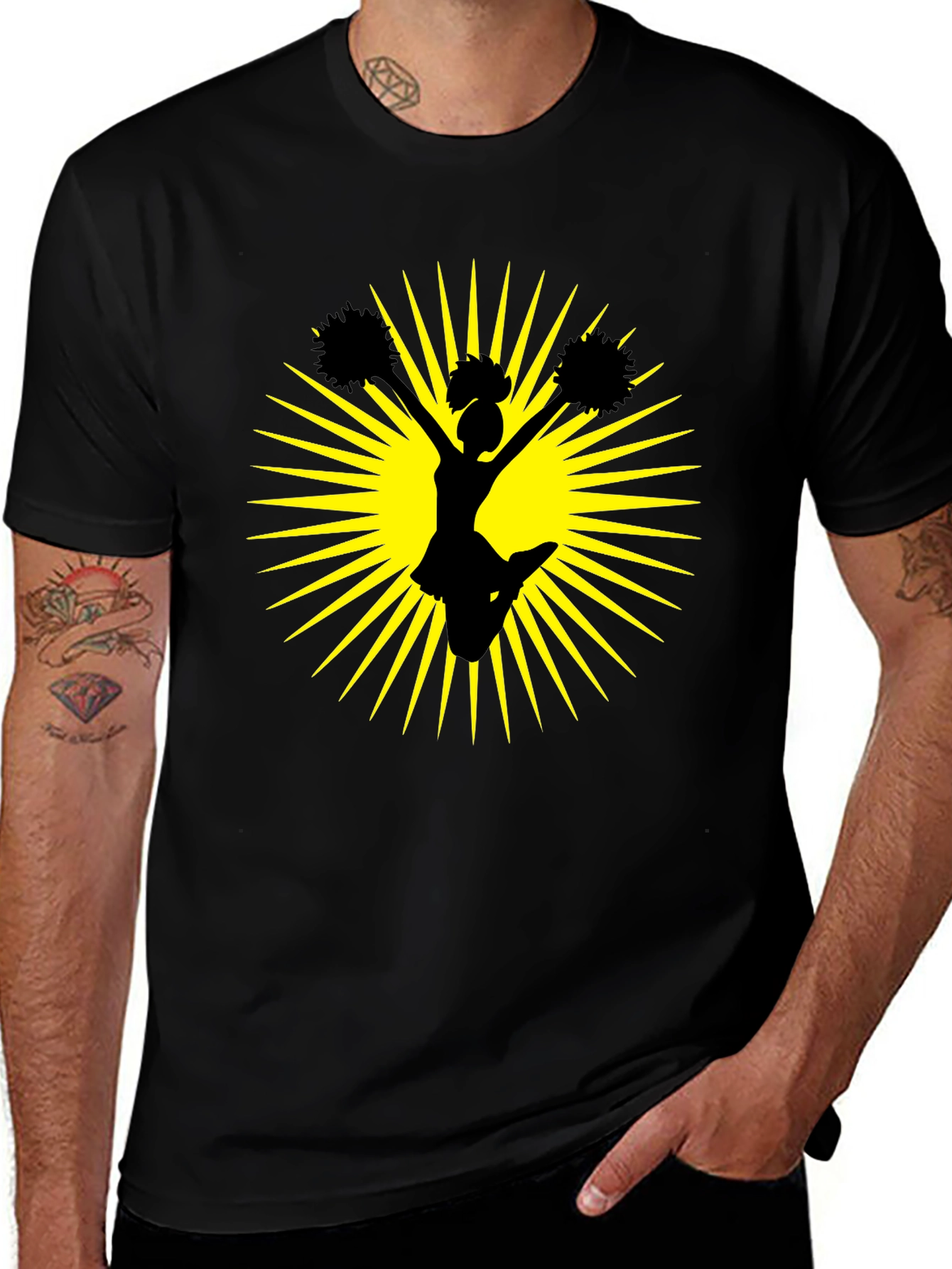 Cheerleader Graphic Black Tee
