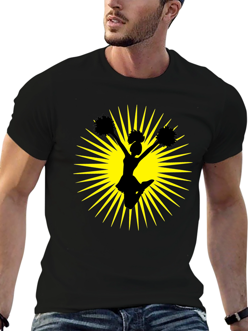 Cheerleader Graphic Black Tee