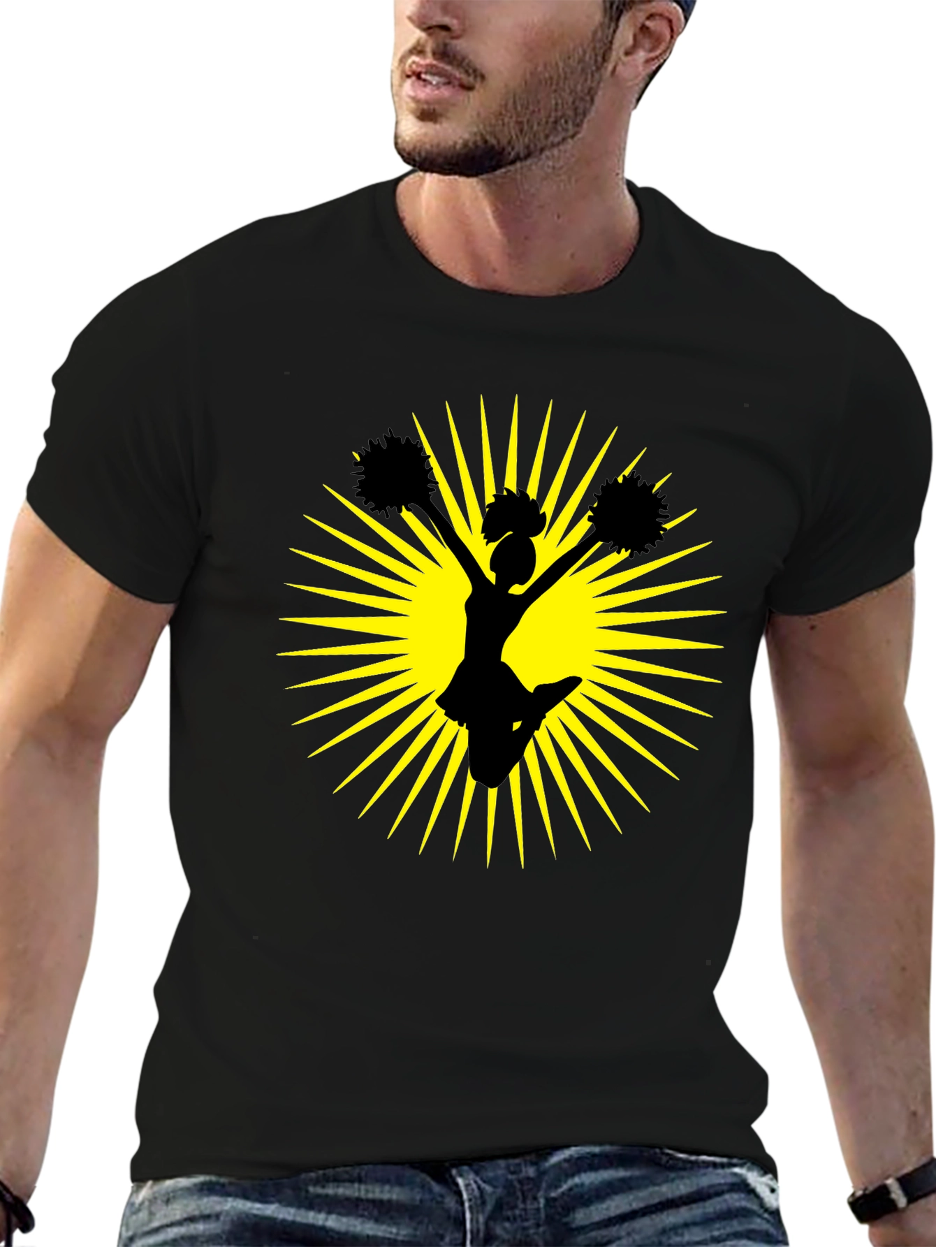 Cheerleader Graphic Black Tee