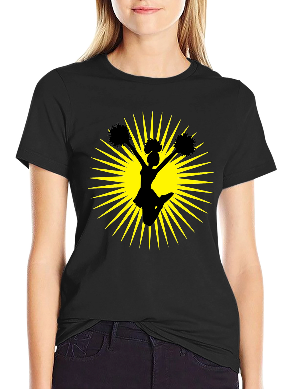 Cheerleader Graphic Black Tee