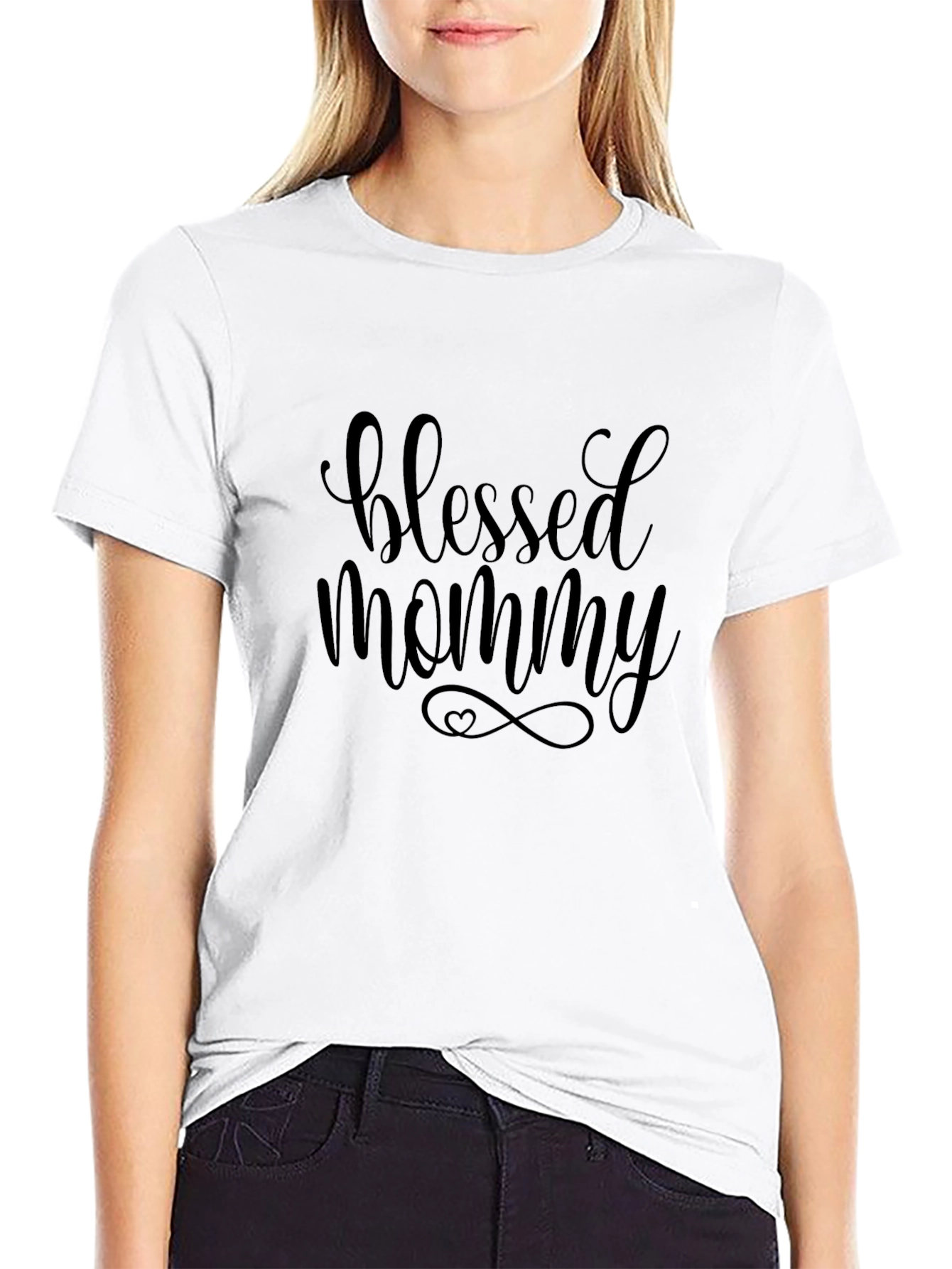 Blessed Mommy Black Graphic Tee Shirt