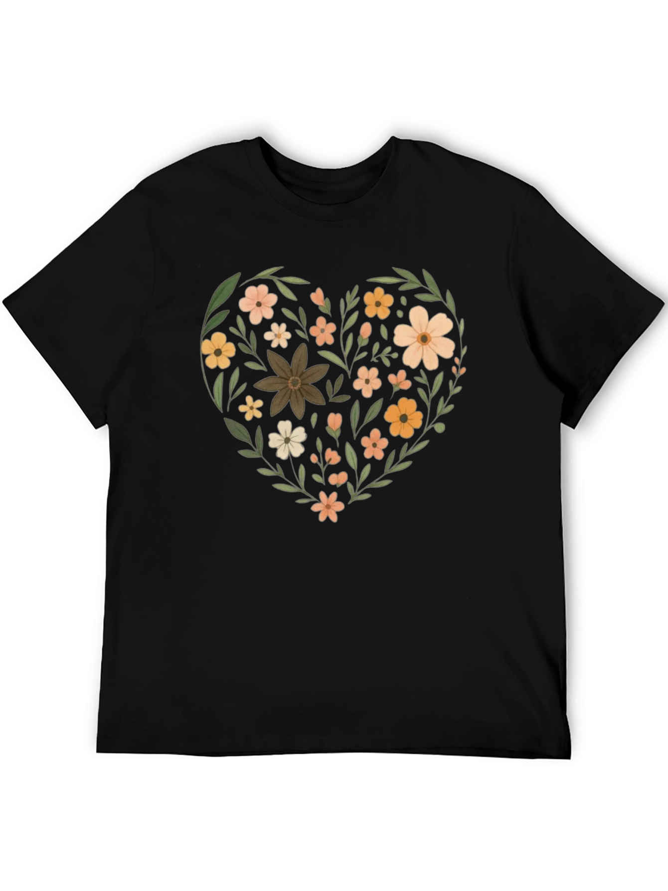 Floral Heart Graphic Tee - Soft Cotton Comfort
