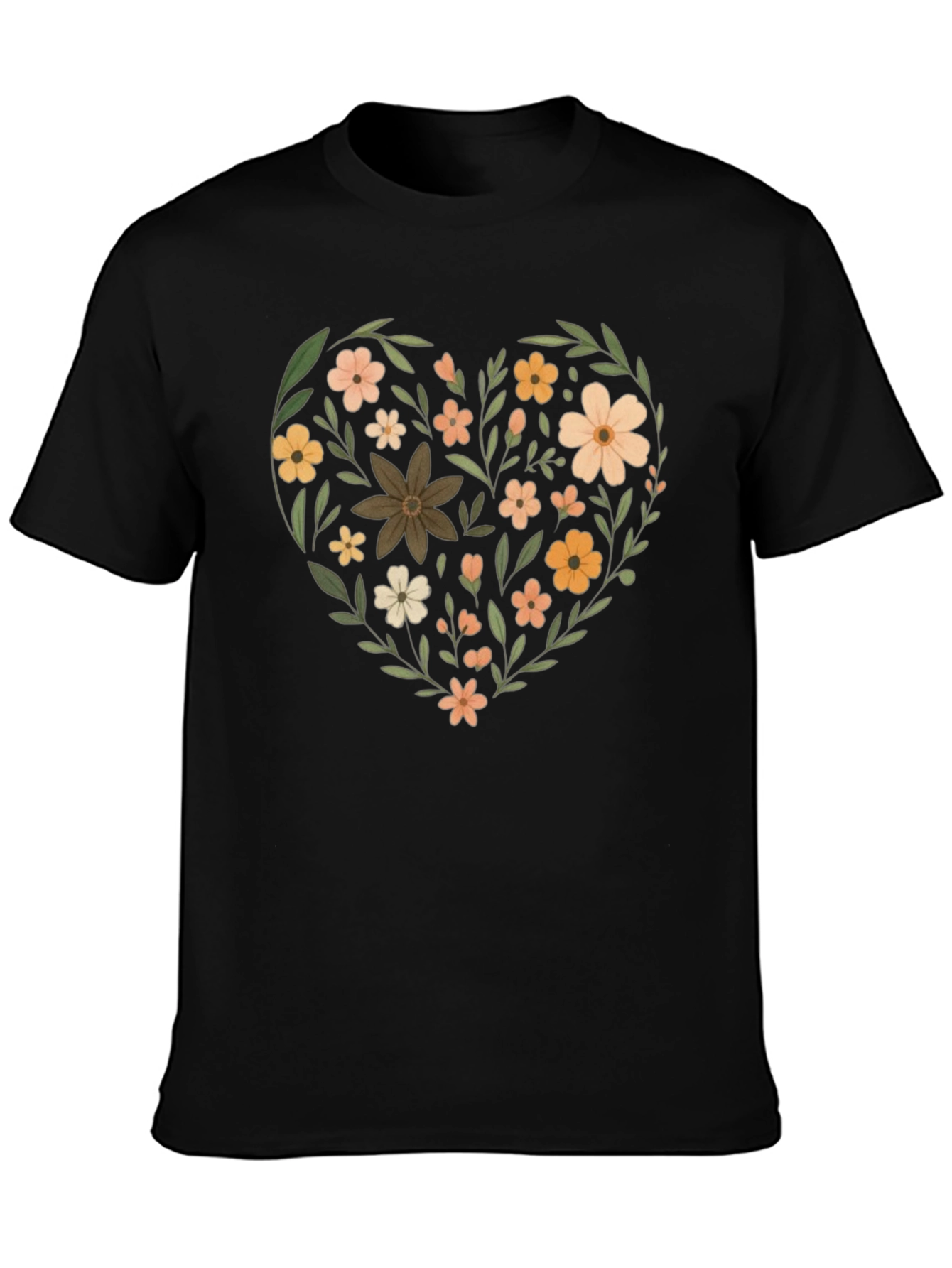 Floral Heart Graphic Tee - Soft Cotton Comfort