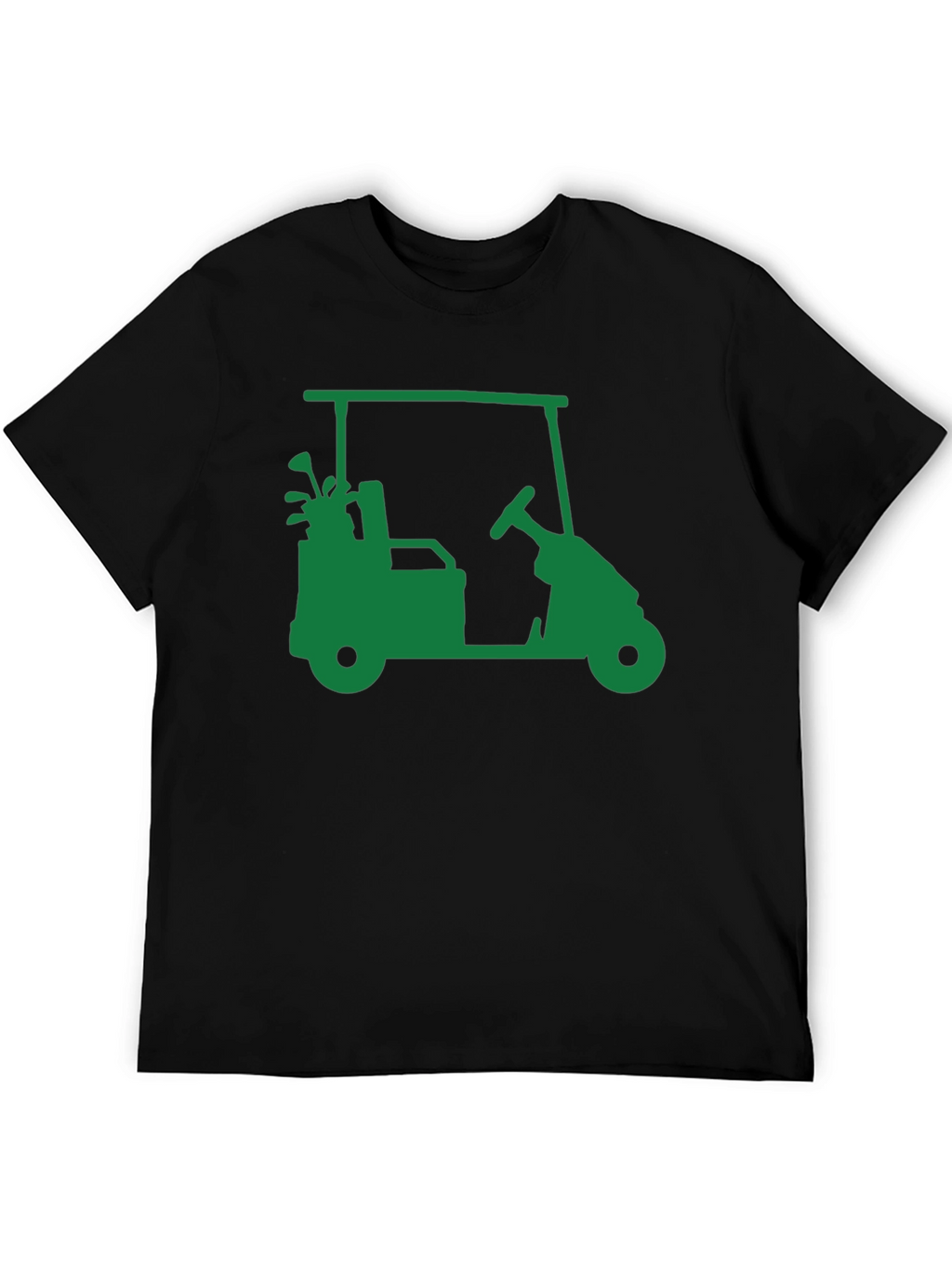 Golf Cart Graphic Tee - Black Cotton Blend Shirt