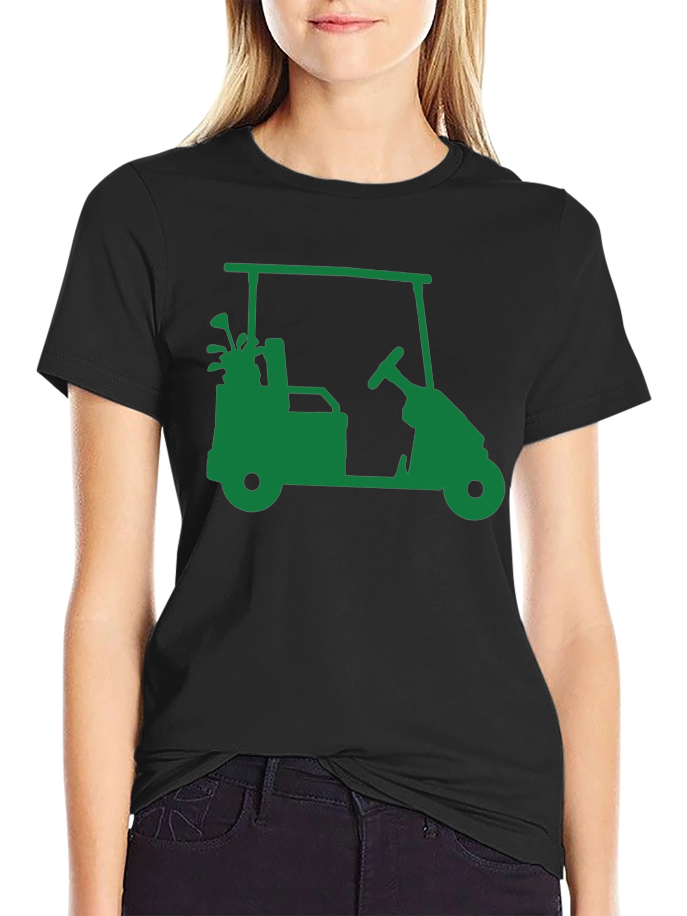 Golf Cart Graphic Tee - Black Cotton Blend Shirt