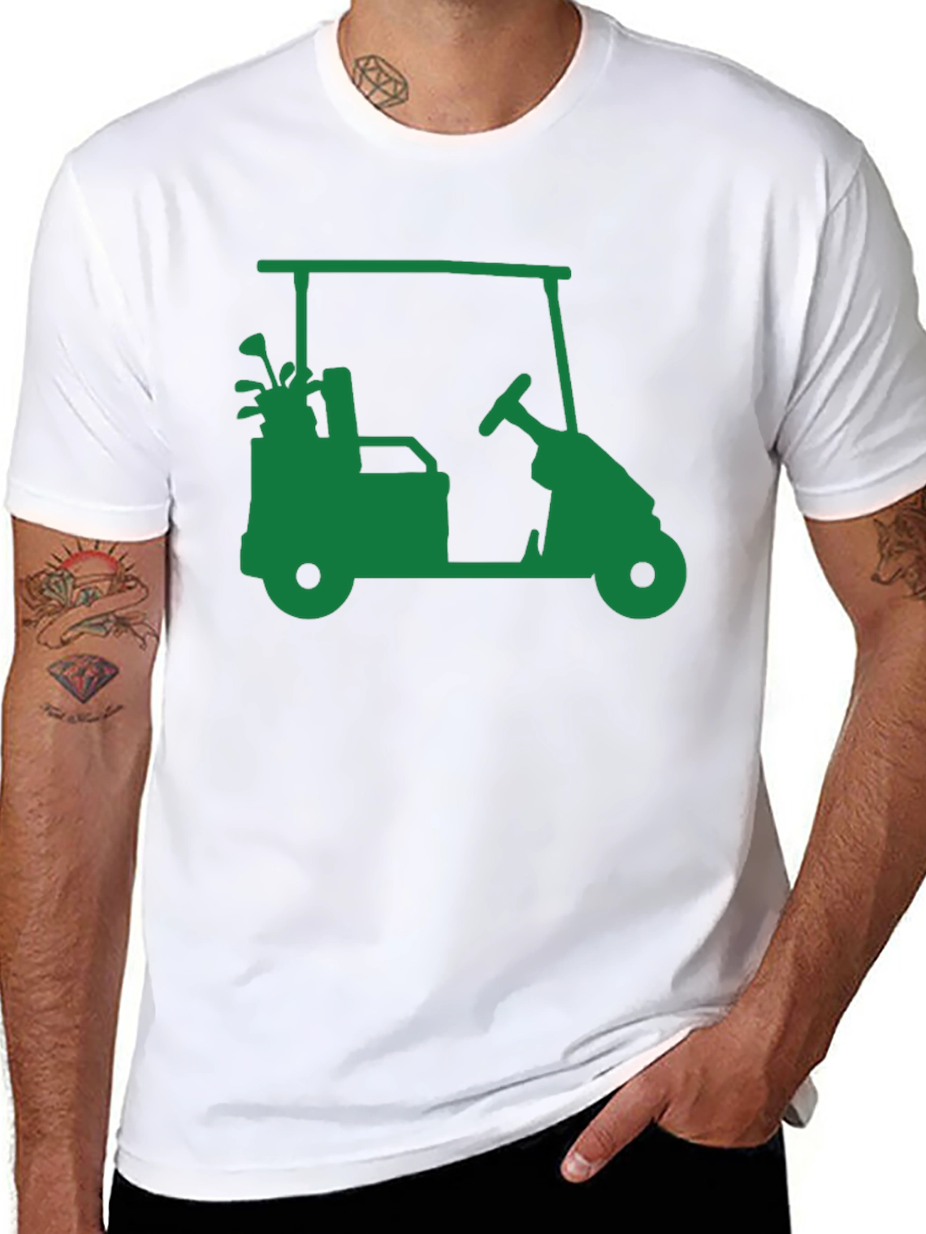 Golf Cart Graphic Tee - Black Cotton Blend Shirt