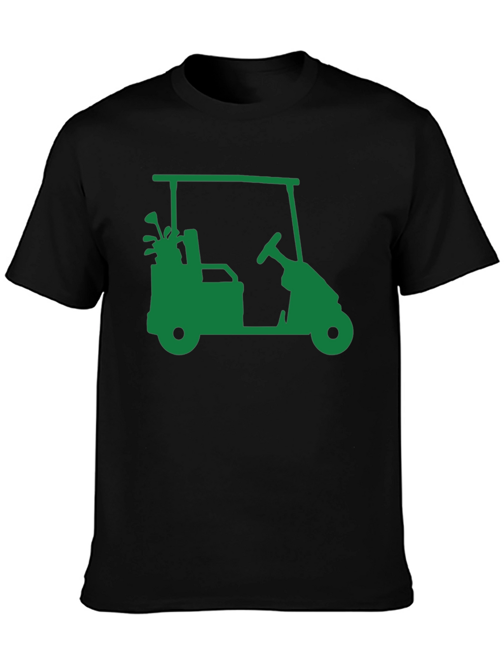 Golf Cart Graphic Tee - Black Cotton Blend Shirt