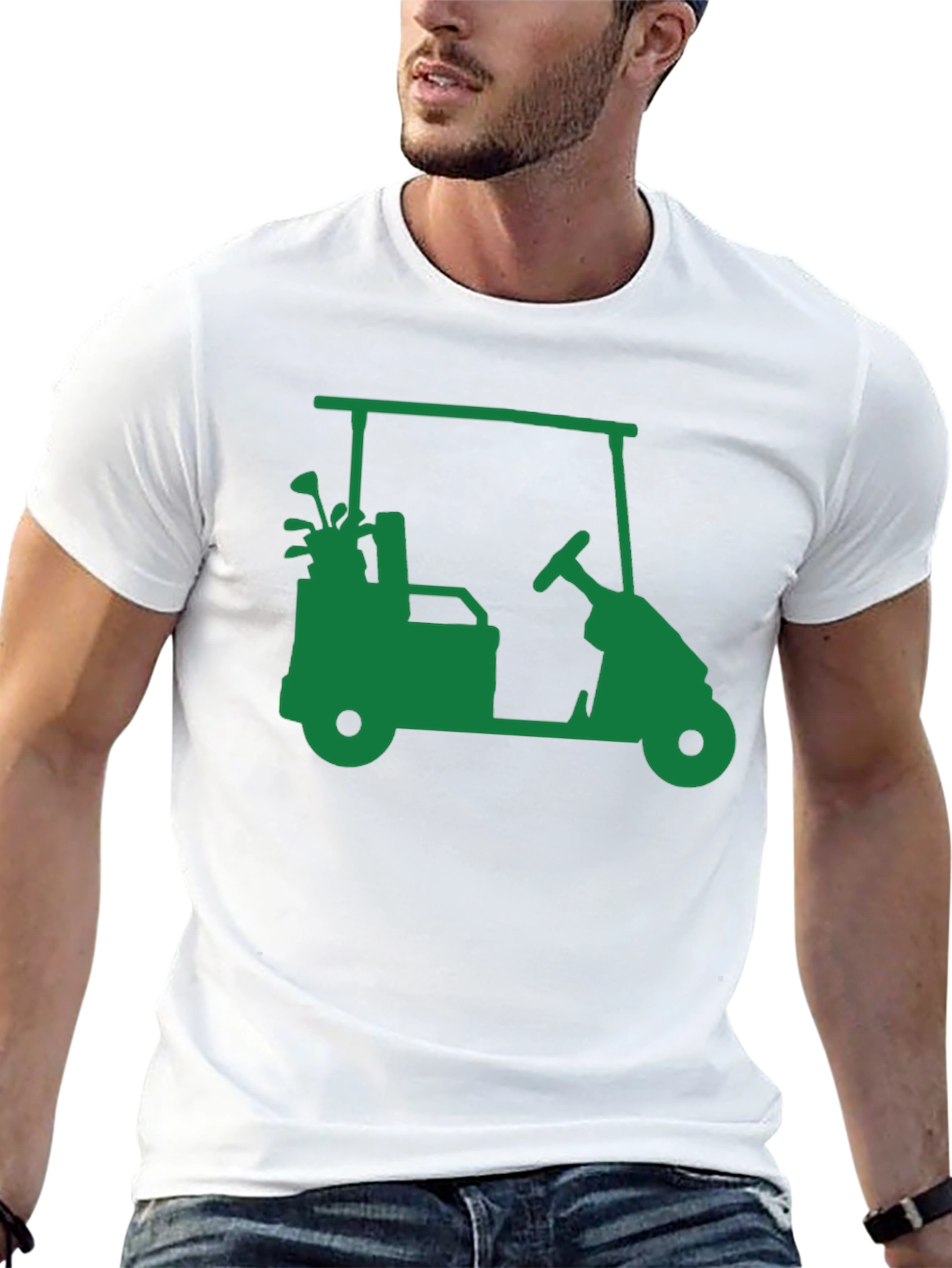 Golf Cart Graphic Tee - Black Cotton Blend Shirt
