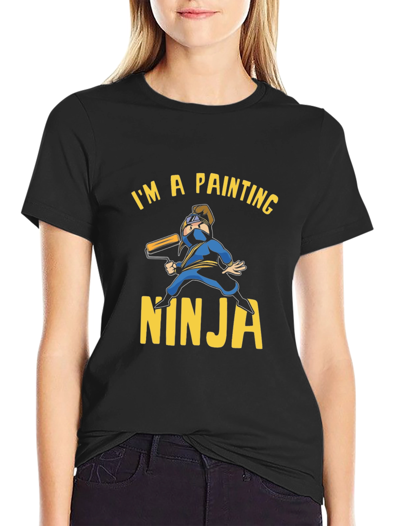 Painting Ninja Graphic T-Shirt - Black Cotton Tee