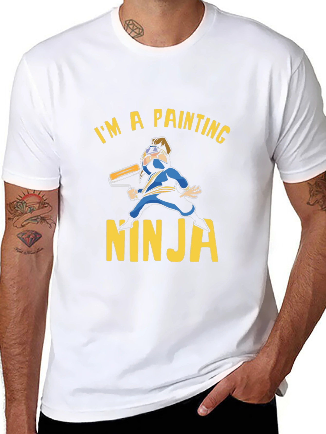 Painting Ninja Graphic T-Shirt - Black Cotton Tee