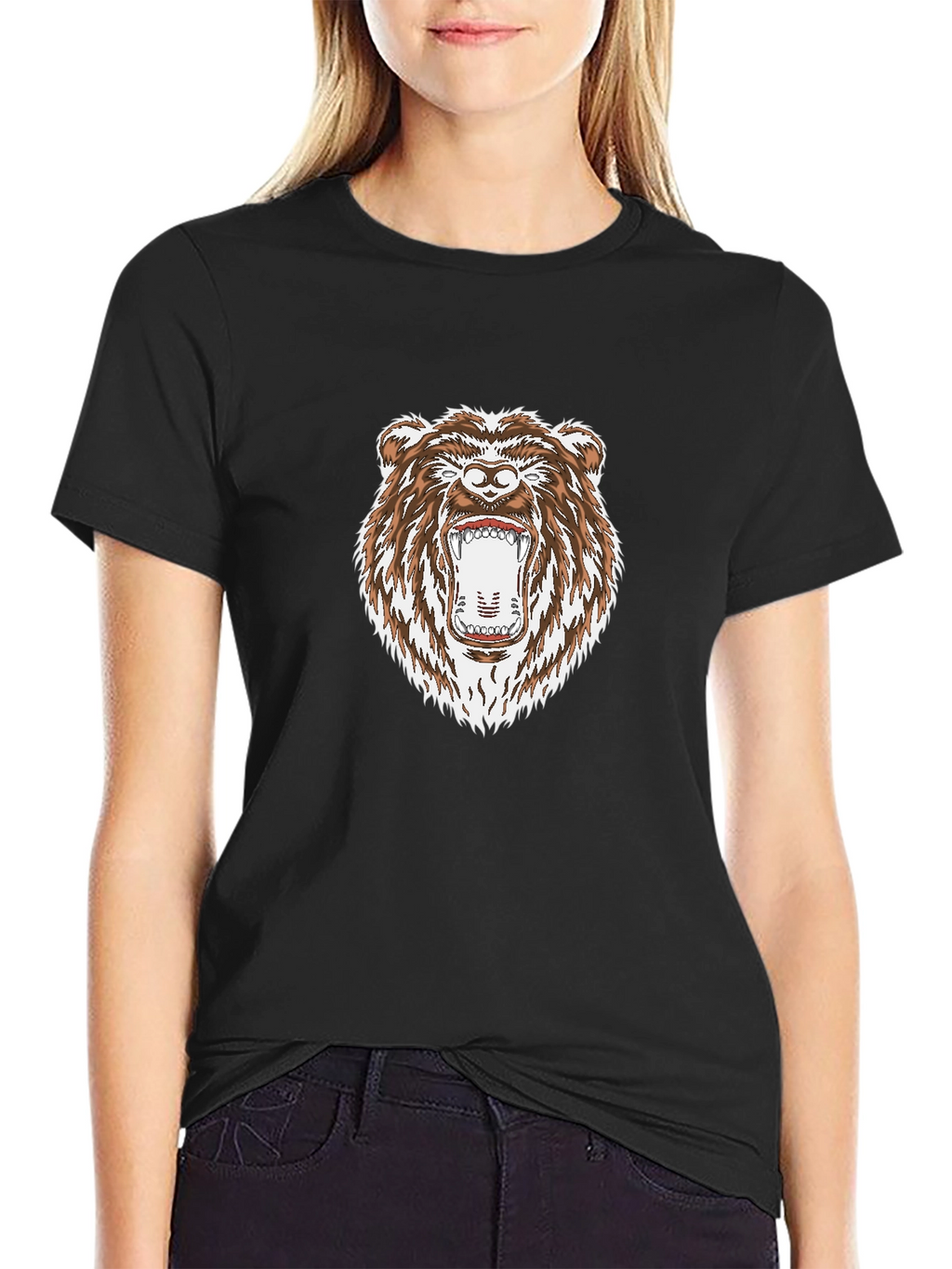 Roaring Bear Graphic Black T-Shirt