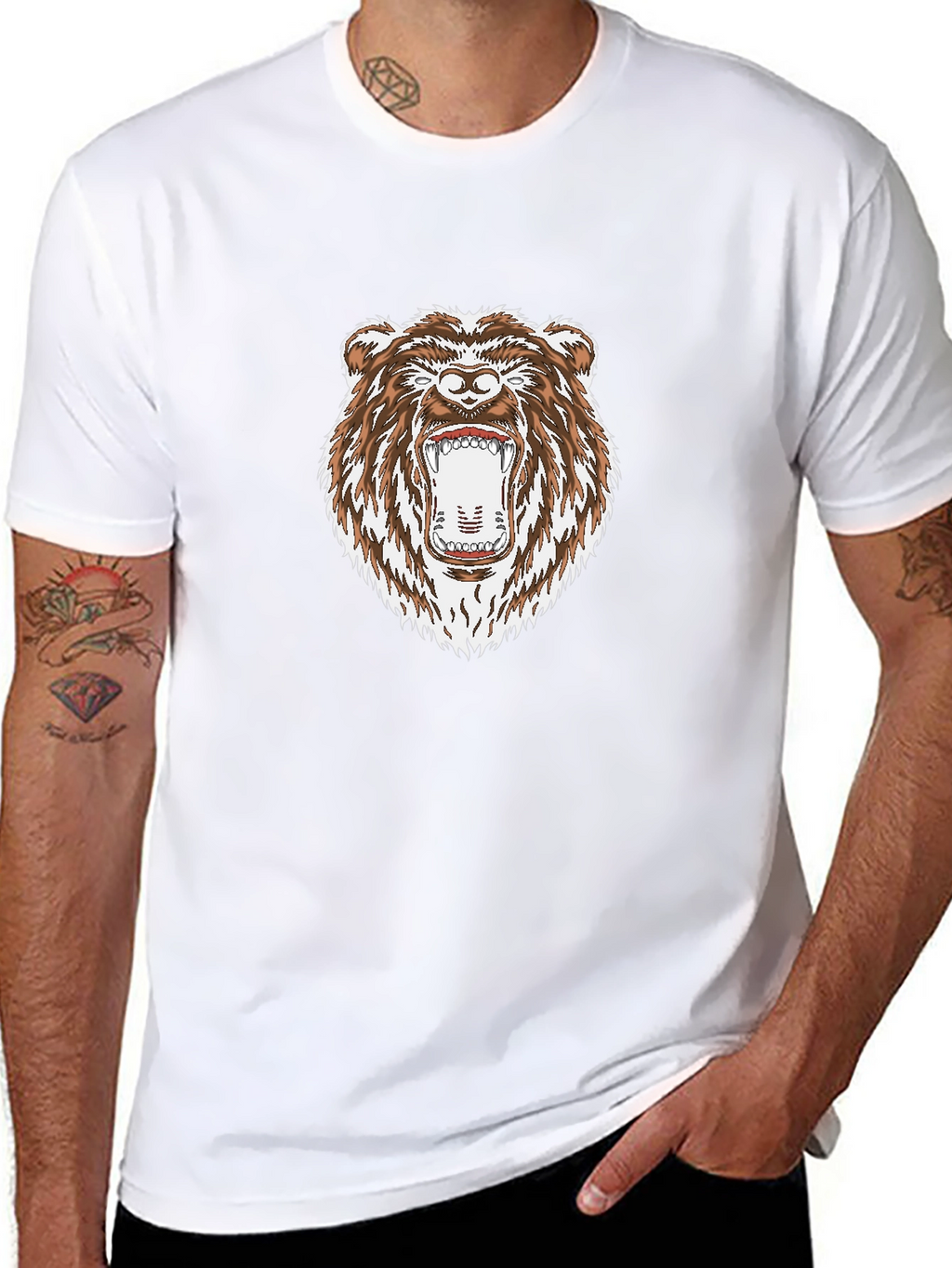 Roaring Bear Graphic Black T-Shirt