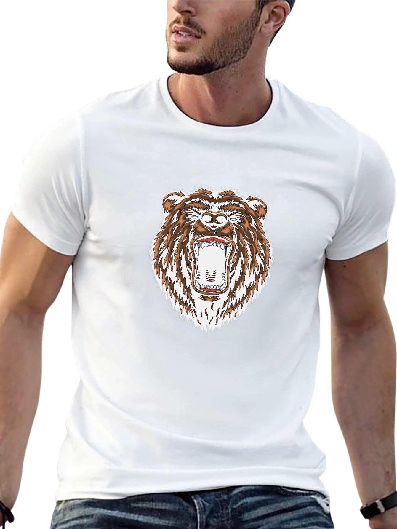 Roaring Bear Graphic Black T-Shirt
