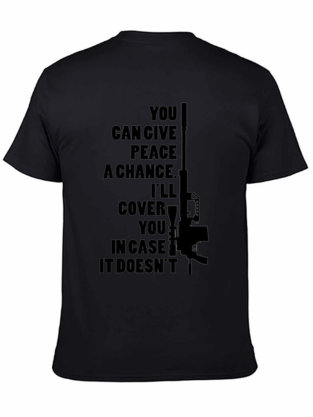 Peaceful Backup Tee - Gun Graphic Novelty Shirt