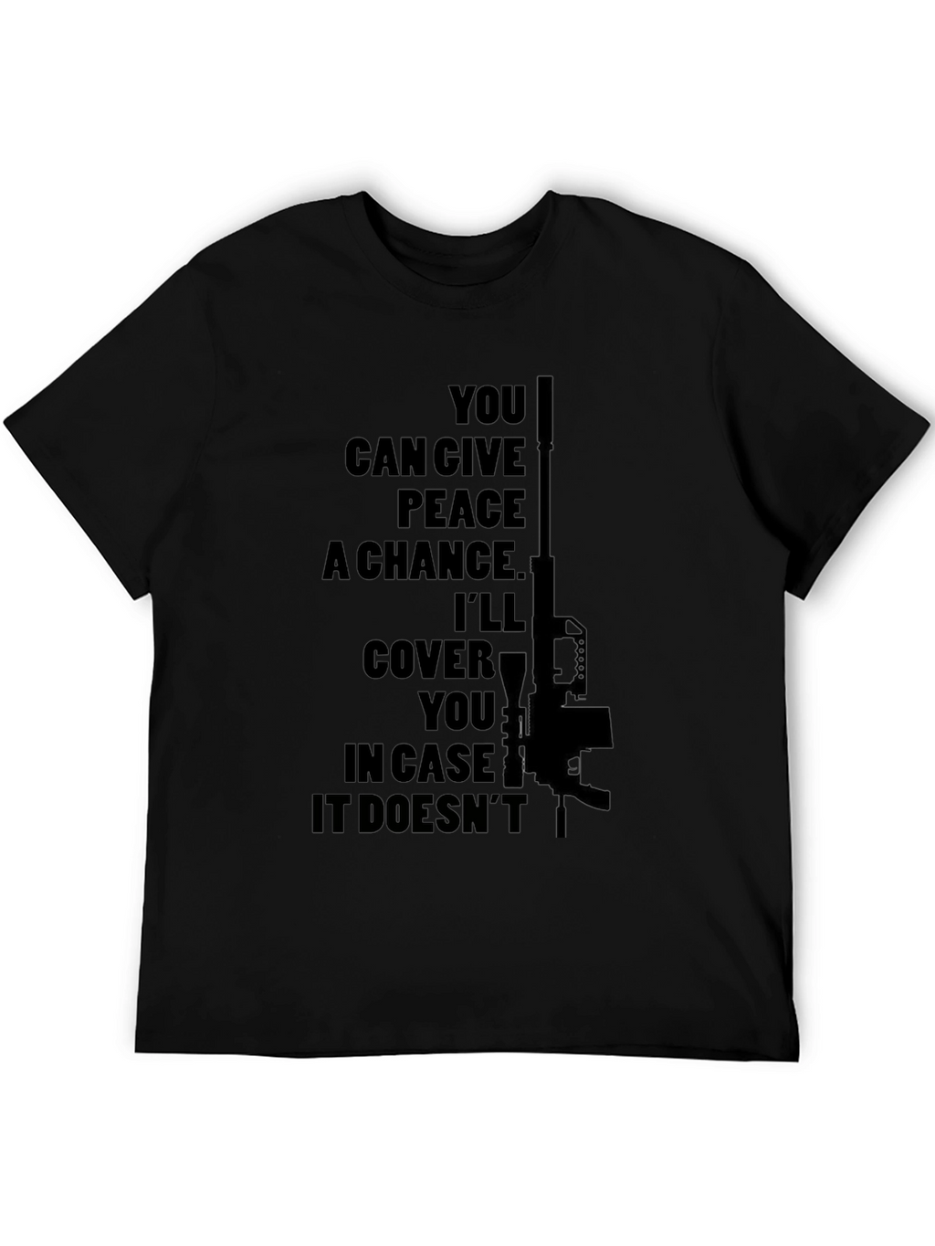 Peaceful Backup Tee - Gun Graphic Novelty Shirt