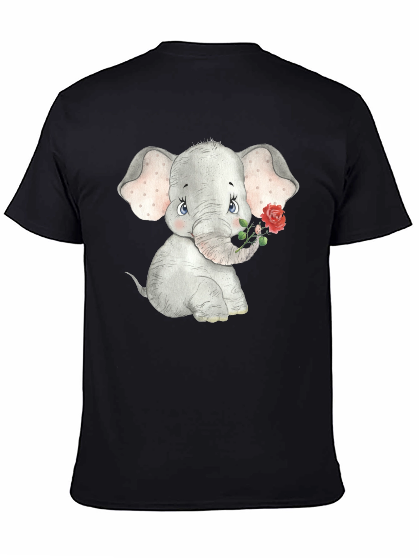 Cute Elephant Rose Graphic T-Shirt