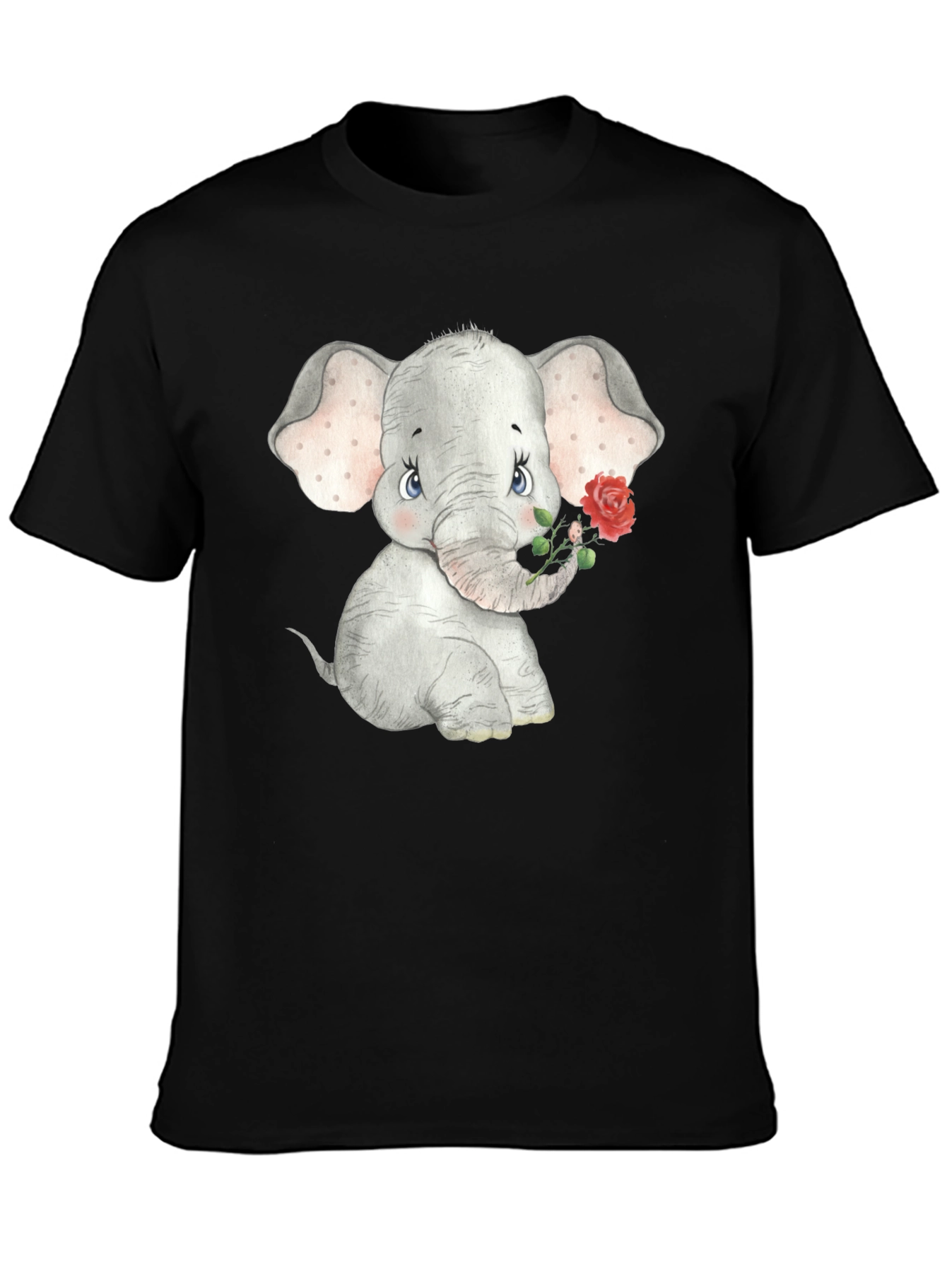Cute Elephant Rose Graphic T-Shirt