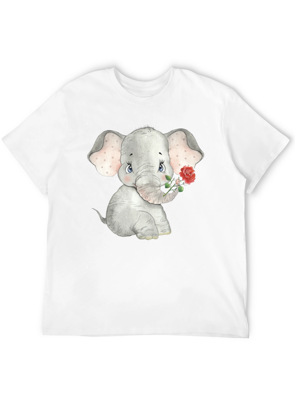 Cute Elephant Rose Graphic T-Shirt