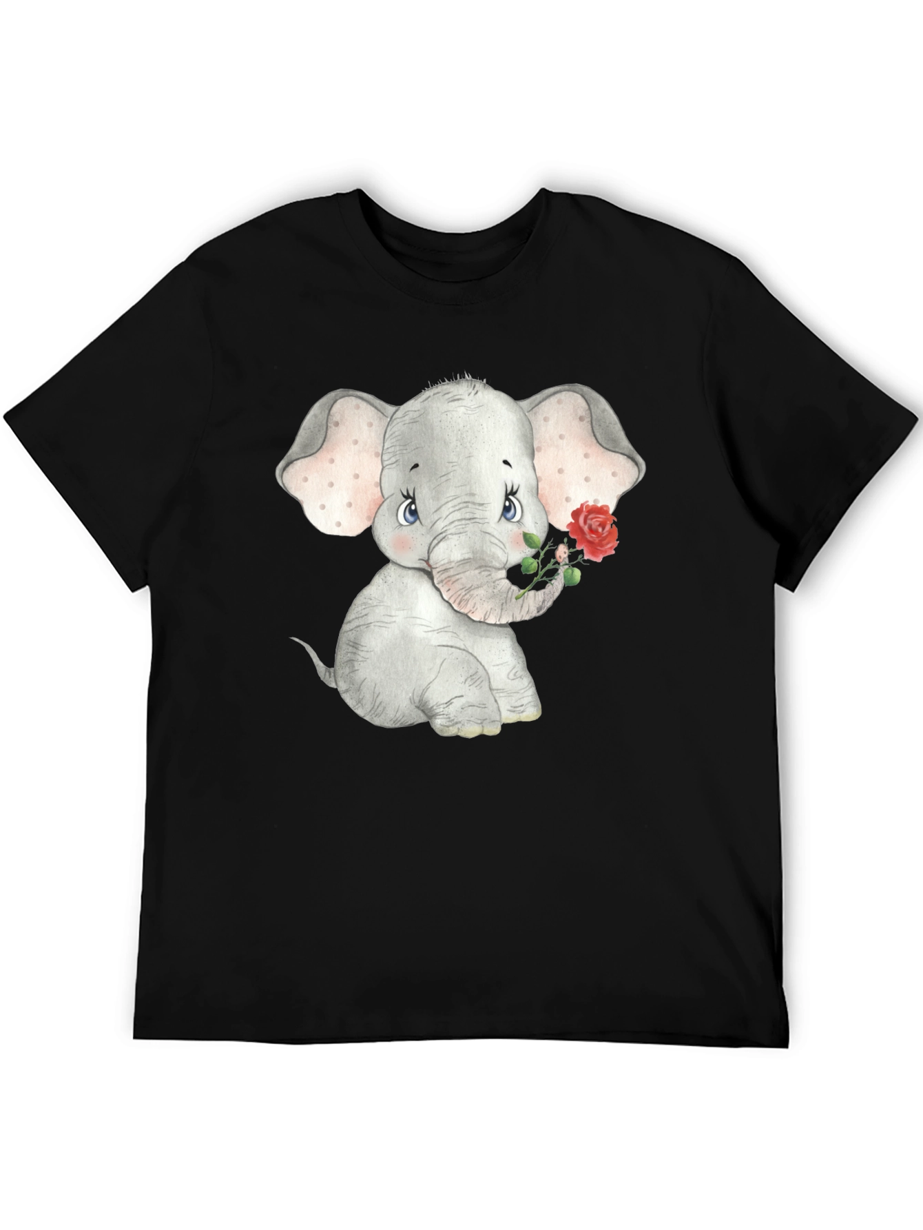 Cute Elephant Rose Graphic T-Shirt