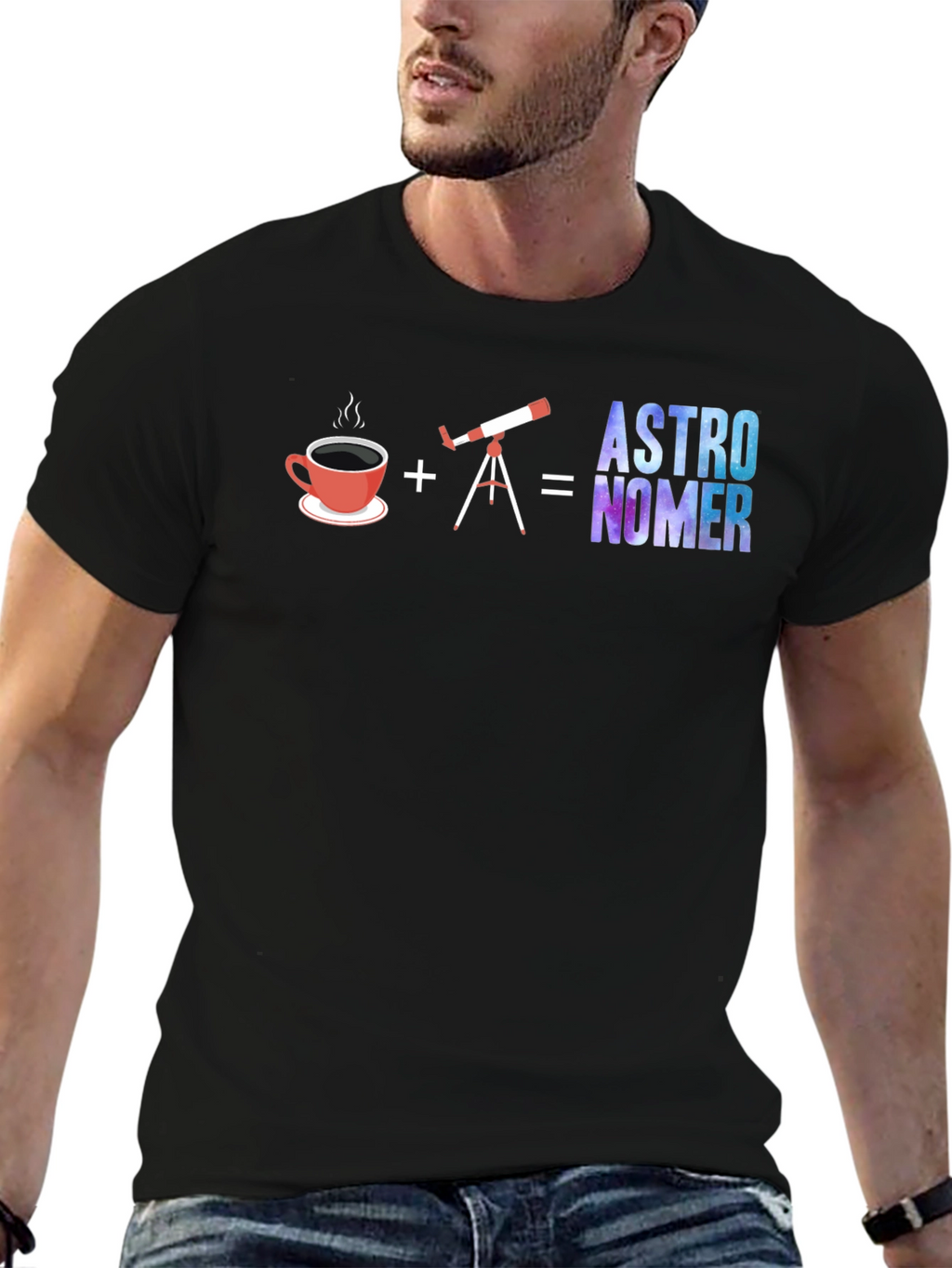 Astronomer T-Shirt | Coffee + Telescope = Awesome