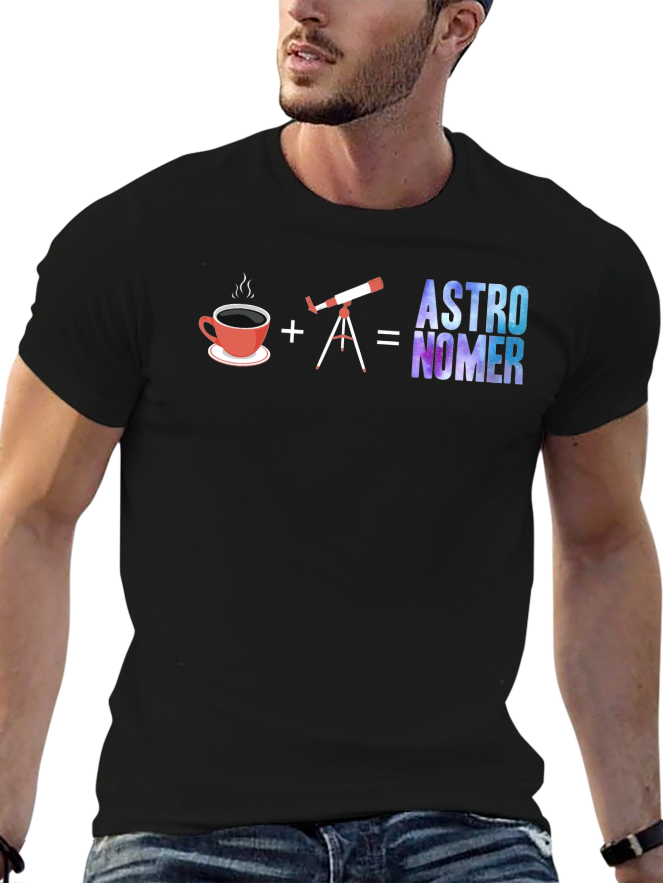 Astronomer T-Shirt | Coffee + Telescope = Awesome