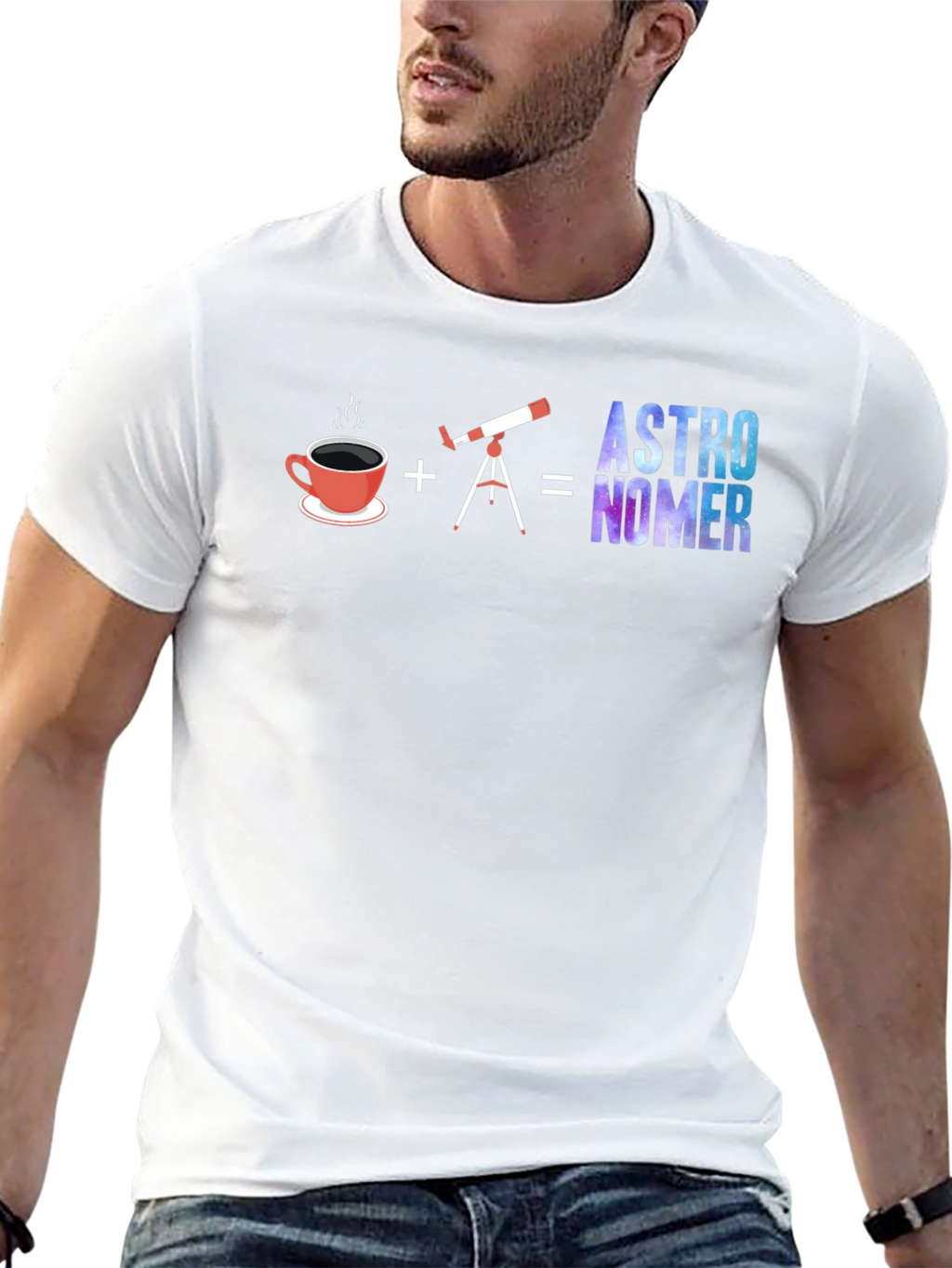 Astronomer T-Shirt | Coffee + Telescope = Awesome