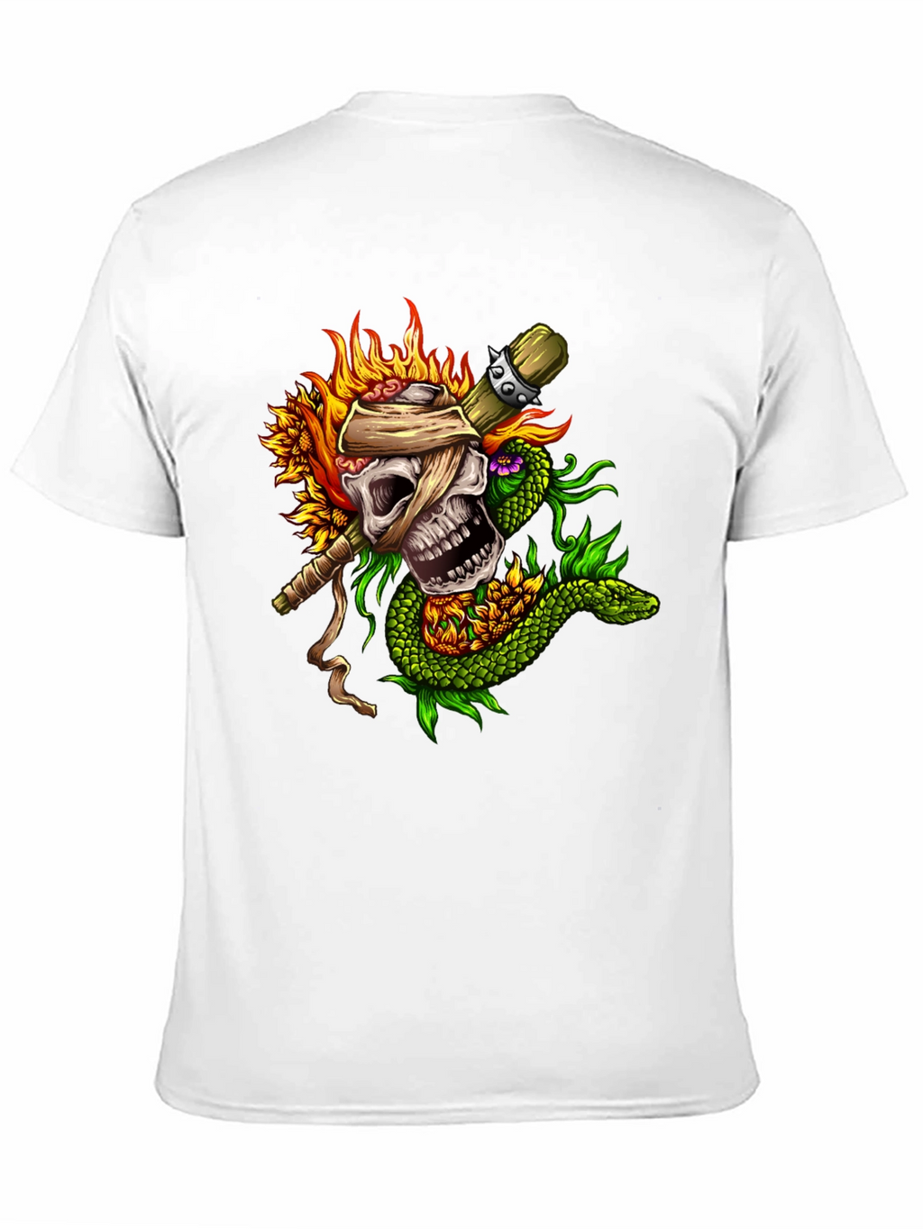 Skull & Snake Graphic Tee - Unique Tattoo Style