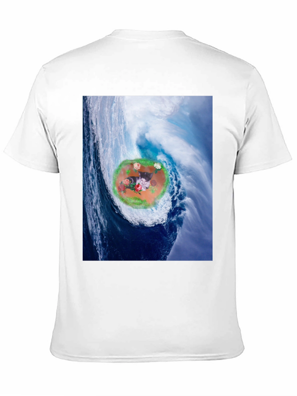 Wave Kitty T-Shirt: Black Cotton Blend